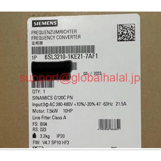 新品【東京発★適格請求書★税込】Siemens 6SL3210-1KE21-7AF1 6SL3210-1KE21-7AF1 U3 neu in Box 【６ヶ月保証】｜Global Halal Japan