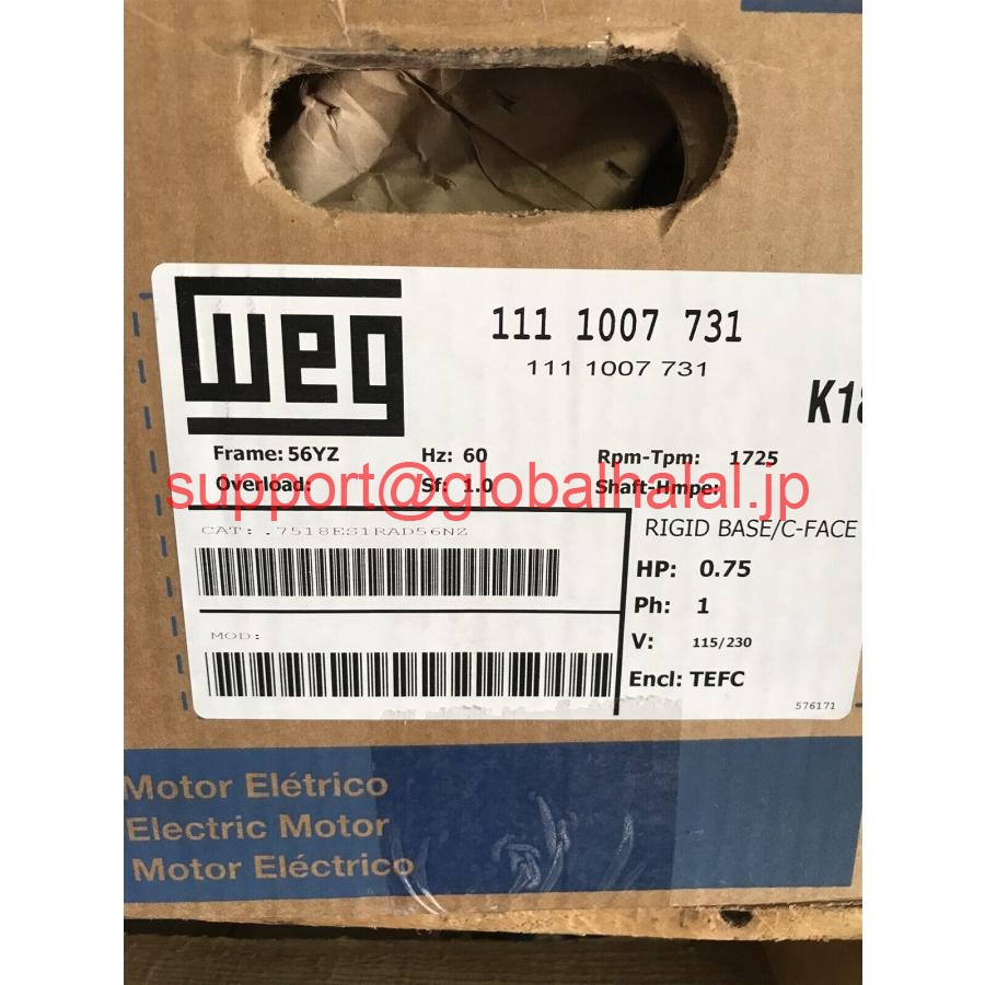 新品【日本の首都発★適当お願いごと書★代引可】Weg .7518ES1RAD56NZ .75HP 1725RPM 115/230V 1PH 【６ヶ月引き請ける】