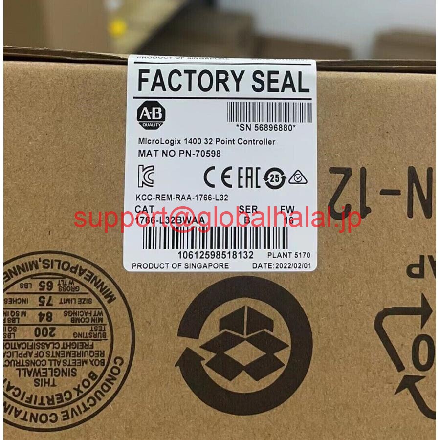 新品【東京発★適格請求書★代引可】工場密閉AB 1766-L32BWAA SER B Micrologix 1400 32ポイントコントローラー【６ヶ月保証】｜Global Halal Japan 74,030円