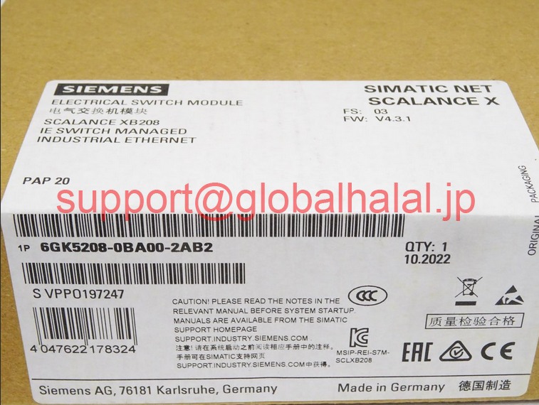 新品【東京発★適格請求書★代引可】SIEMENS 6GK5208-0BA00-2AB2 SCALANCE XB208 【６ヶ月保証】｜Global Halal Japan