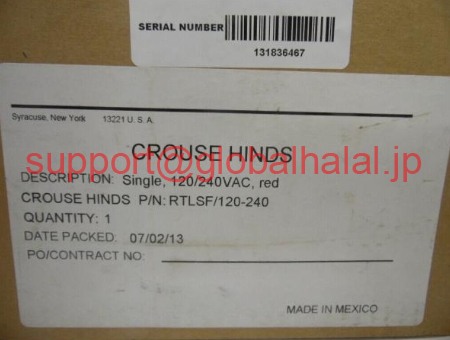 新品【東京発★適格請求書★代引可】Crouse Hinds rtlsf / 120 240 / rtlsf120240（工場箱） 【６ヶ月保証】｜Global Halal Japan