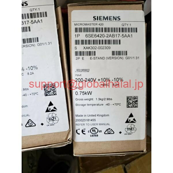 新品【東京発★適格請求書★代引可】シーメンス 6SE6420-2AB17-5AA1 6SE64202AB175AA1 【6ヶ月保証】|Global Halal Japan