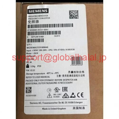 新品【東京発★適格請求書★代引可】シーメンス 6SE6440-2AB21-5BA1 マイクロマスター 6SE64402AB215BA1 【６ヶ月保証】｜Global Halal Japan 93,665円