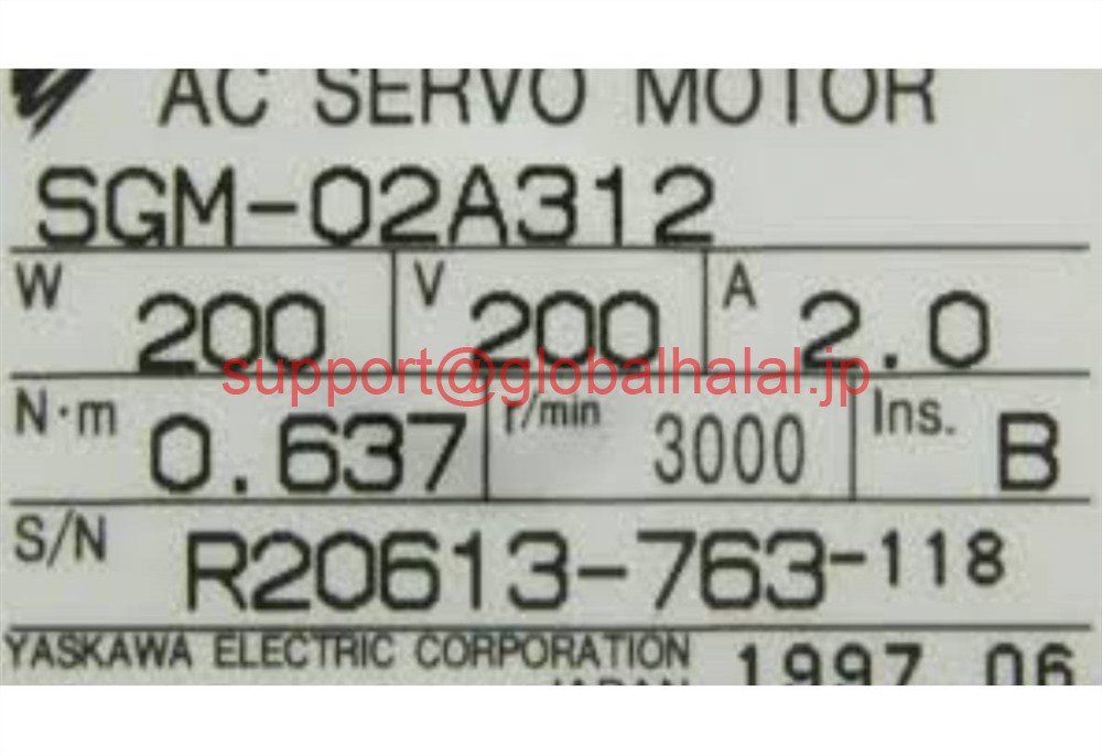 新品【東京発★適格請求書★税込】 YASKAWA / 安川電機 サーボモーター SGM-02A312 【６ヶ月保証】｜Global Halal Japan