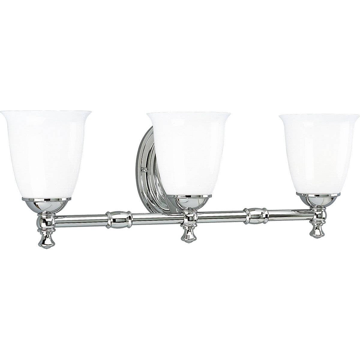 Progress Lighting P3029-15 3-Light Bath Bracket with White Opal Glass Polished Chrome by Progress Lighting