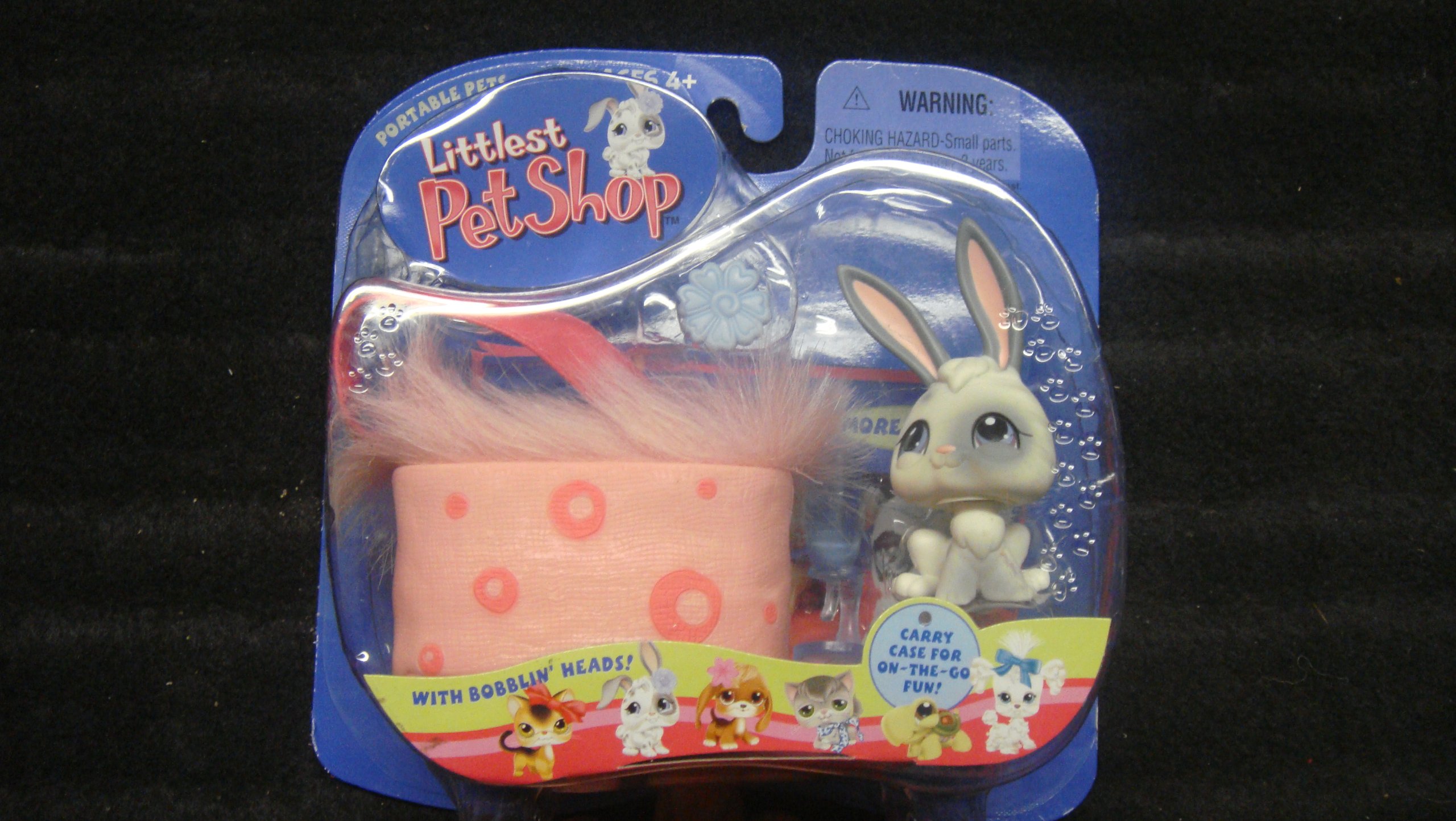 Littlest Pet Shop Pets On The Go Figure White Bunny with Pink Carry Case