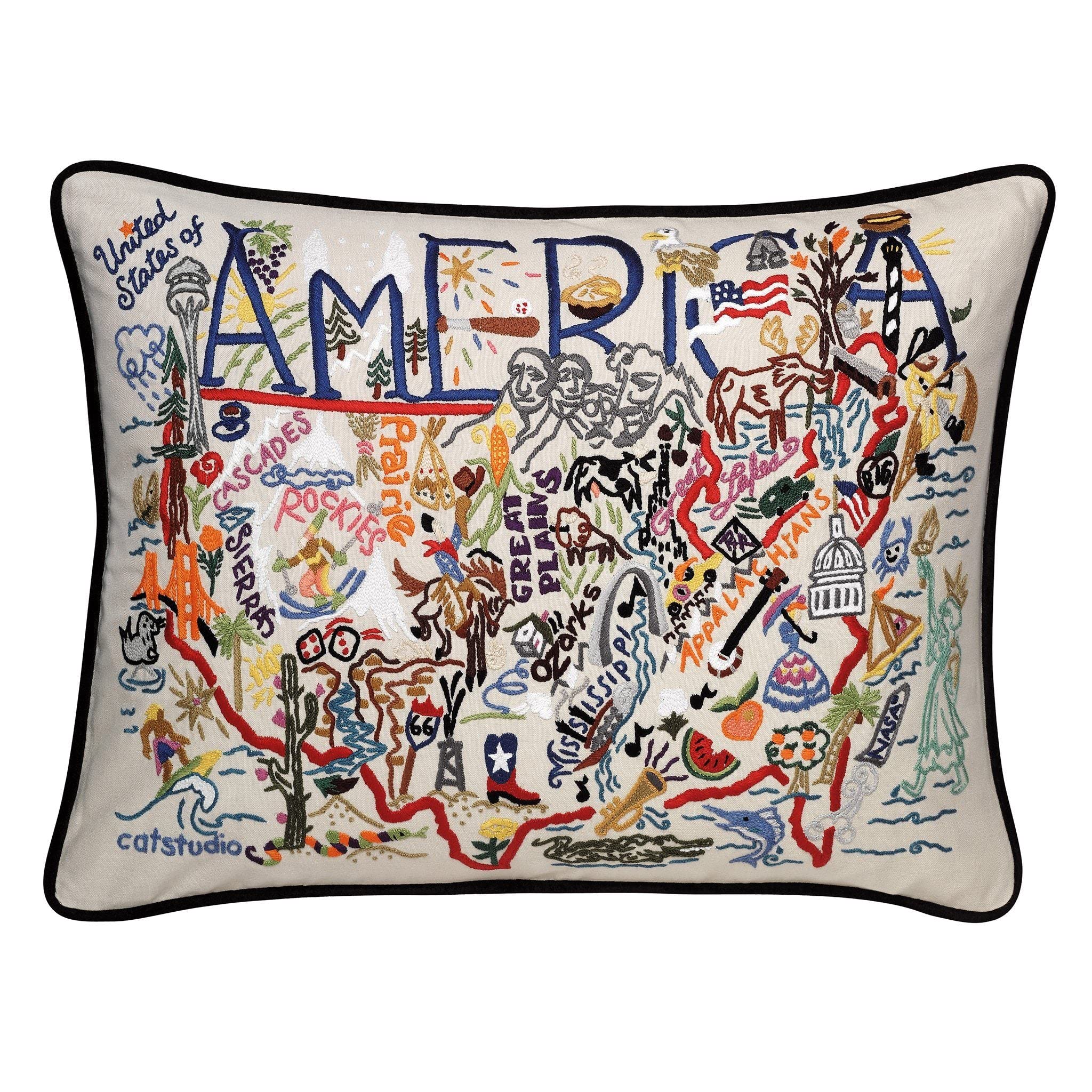 Catstudio America 刺繍入り装飾スローピロー｜global研究所
