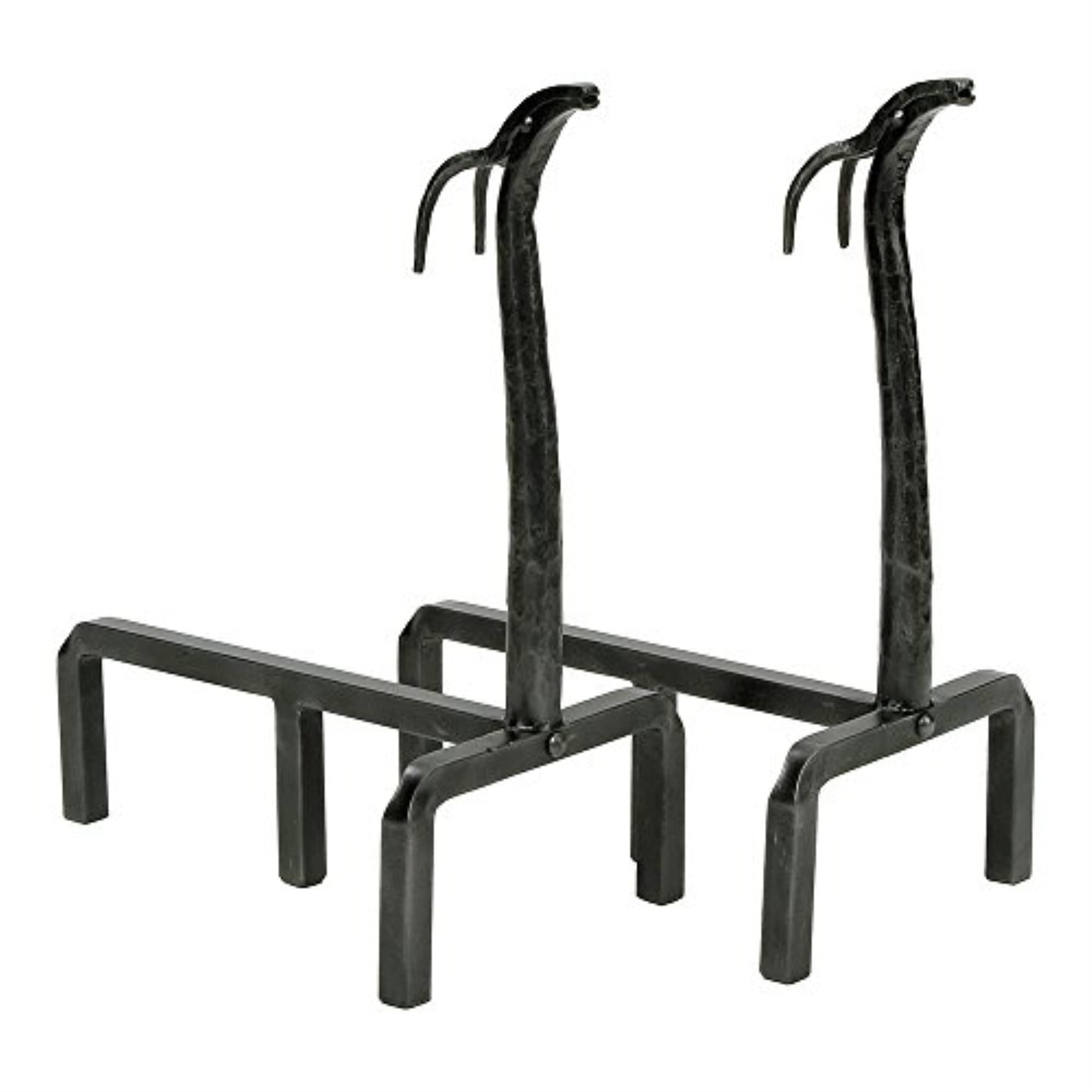 Minuteman International Deer Wrought Iron Fireplace andirons Pair Graphite|global研究所