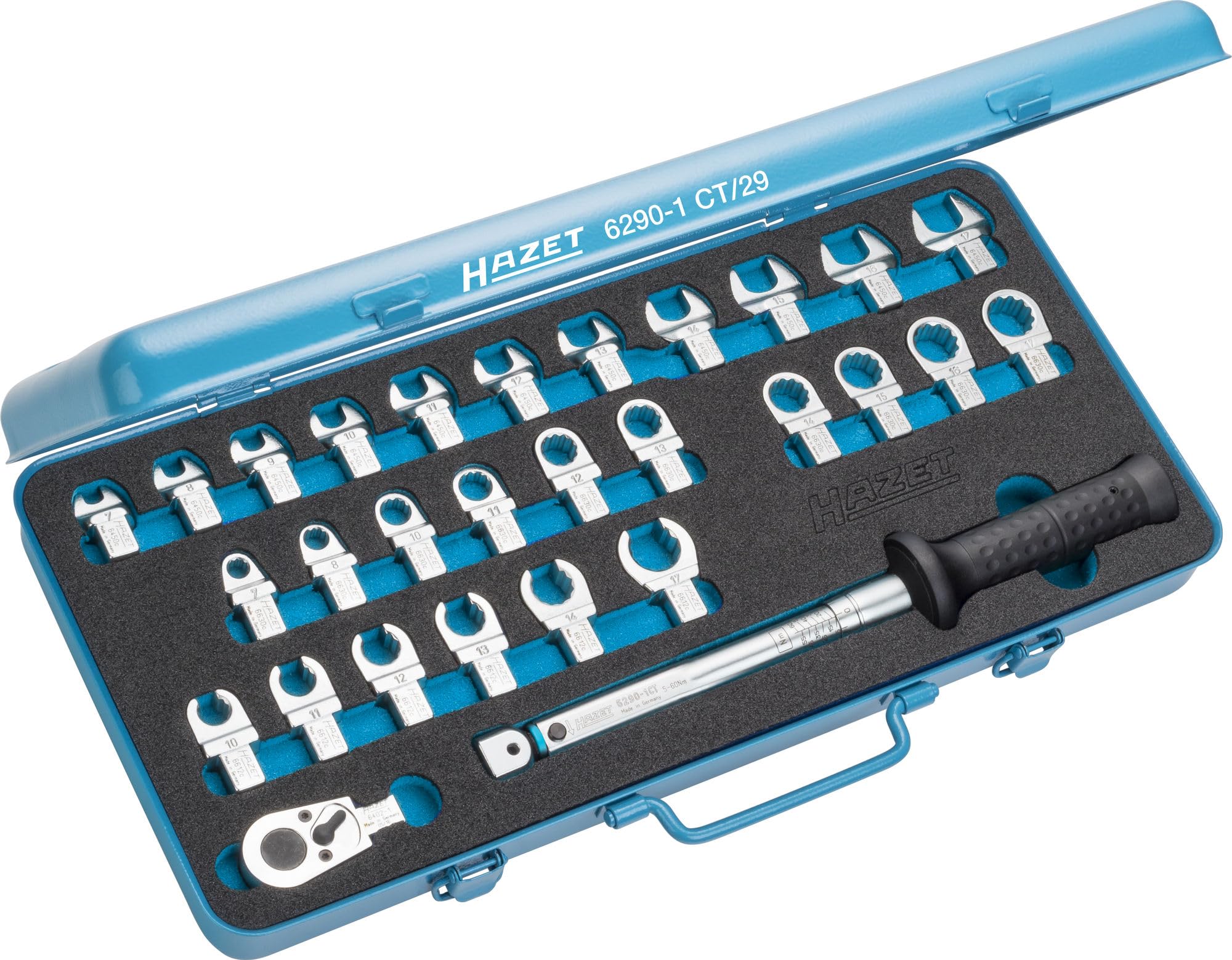 Hazet トルクレンチセット 9x12mm差込角 全長435mm 専用ケース付 5-60Nm 6290-1CT/29｜global研究所