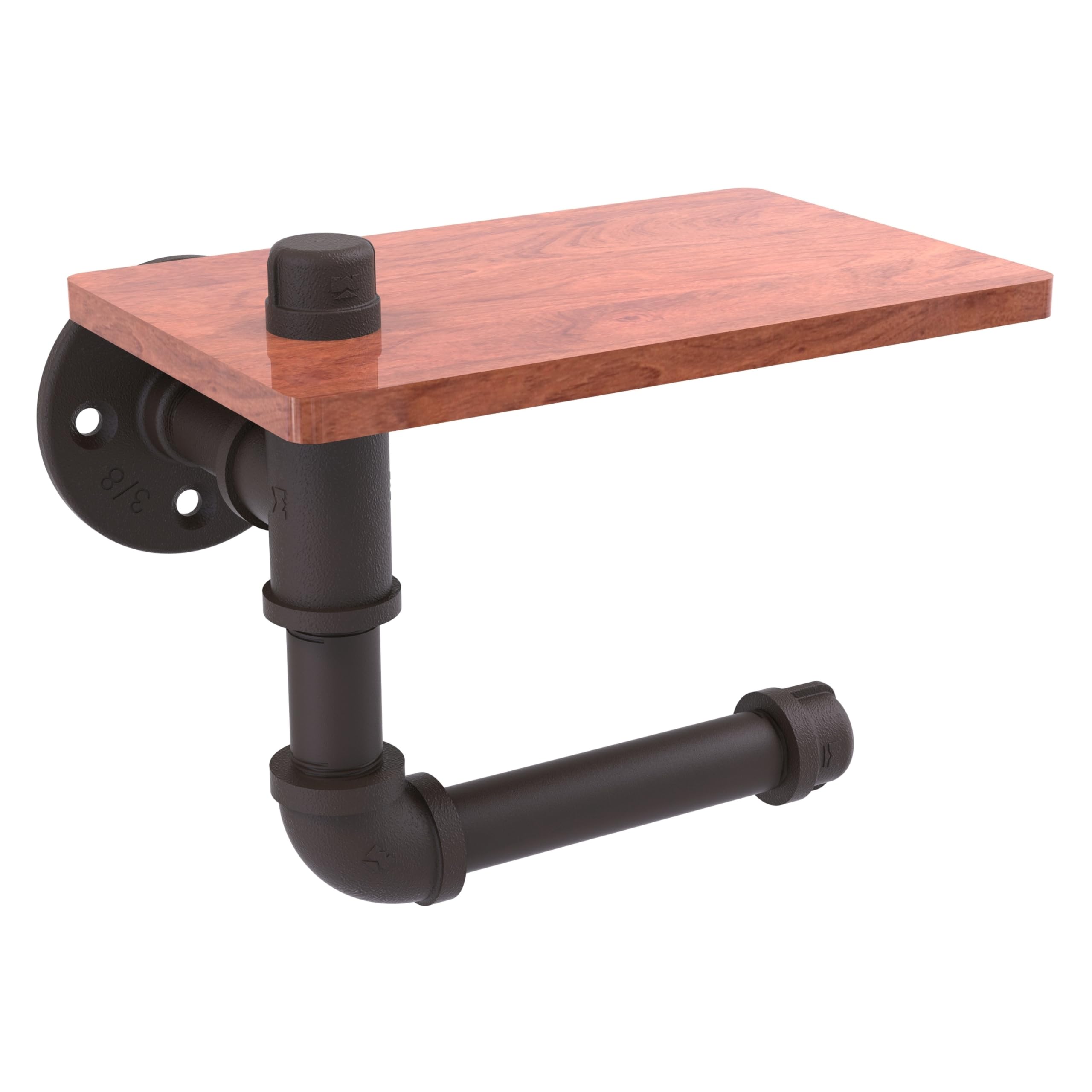 Pipeline Collection Toilet Paper Holder with Wood Shelf - P-140-ETPWS-ORB｜global研究所