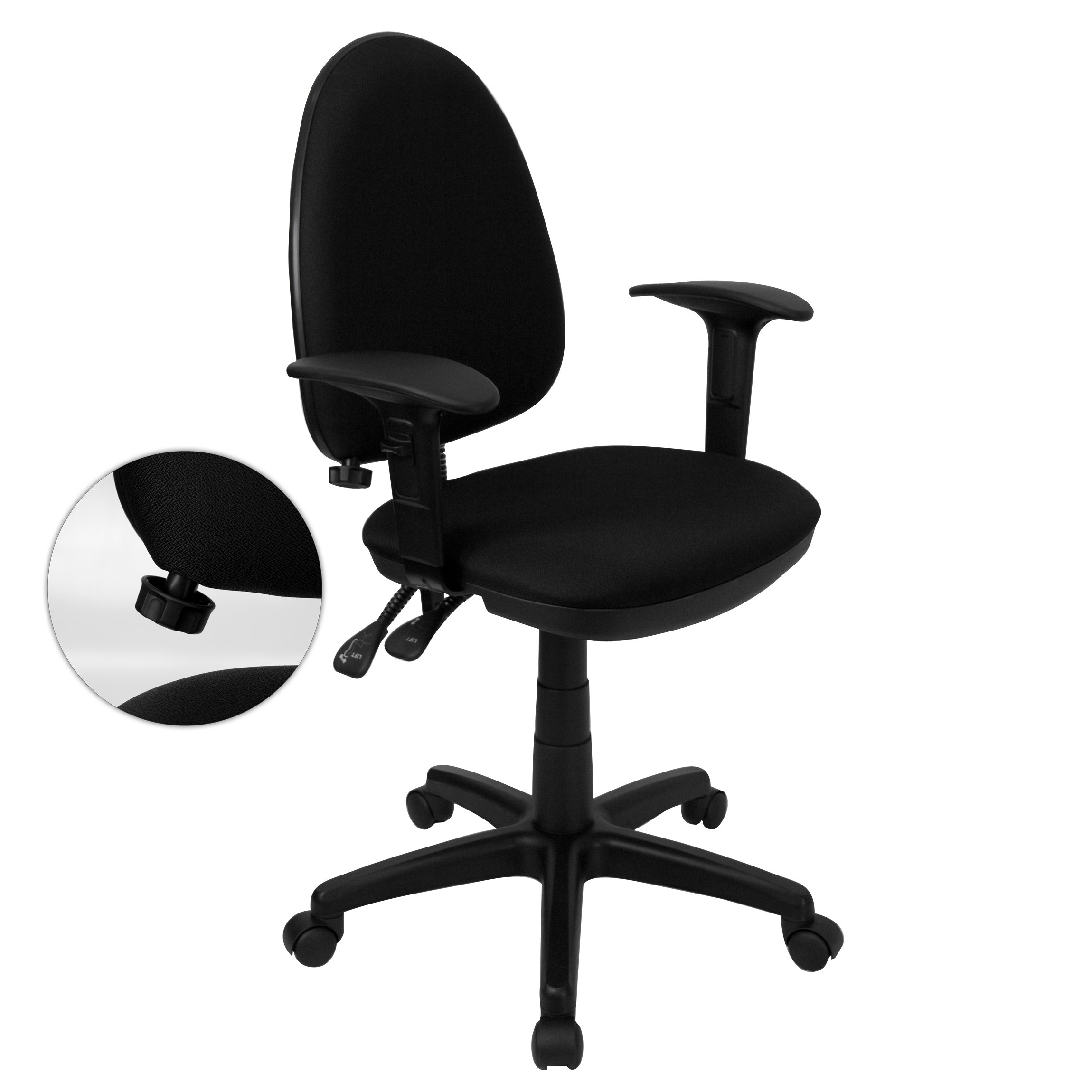Flash Furniture Mid-Back Black Fabric Multifunction Swivel Ergonomic Task Office Chair with Adjustable Lumbar Support \u0026 Arms  BIFMA Certified 141［並行輸入］