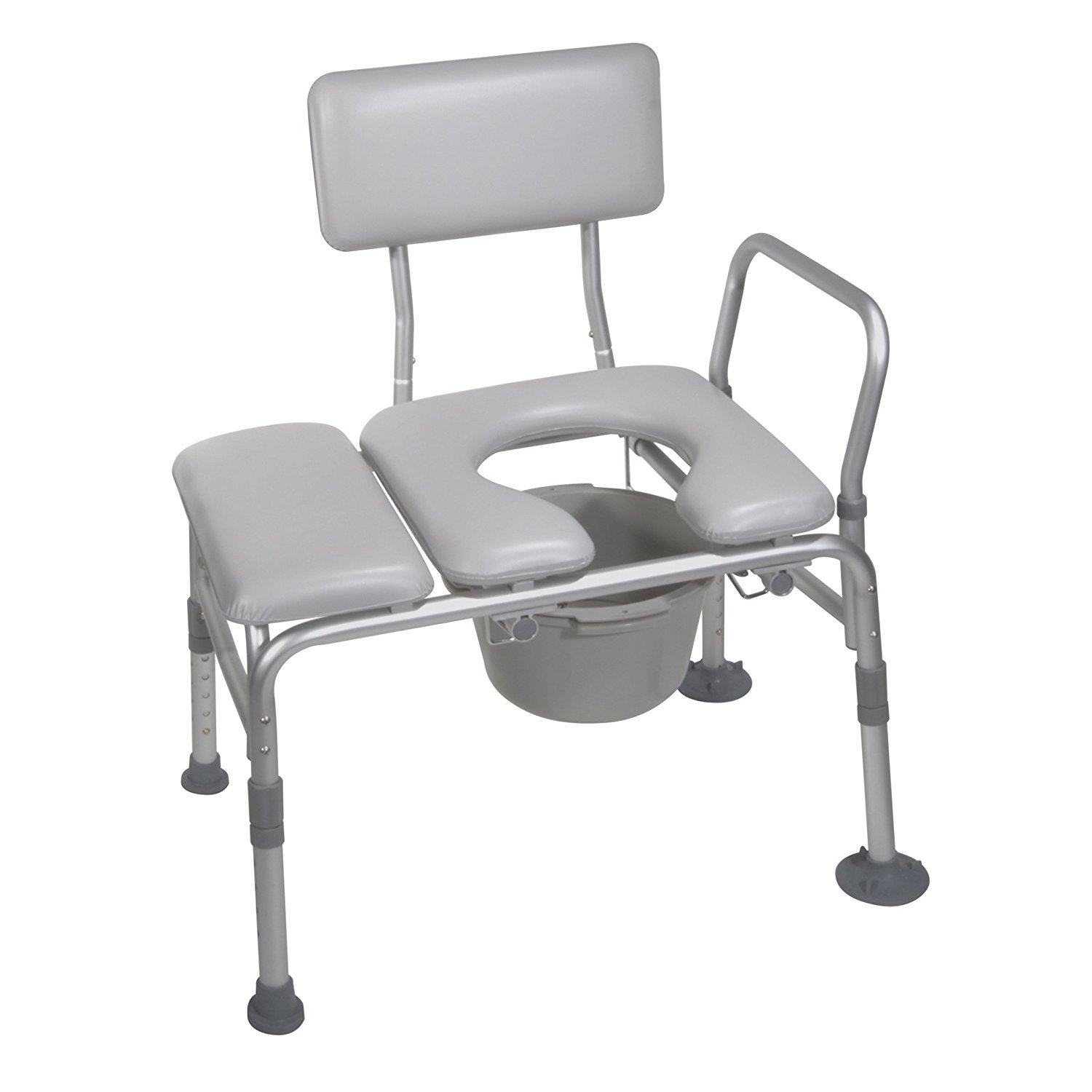Drive Medical Combination Padded Seat Transfer Bench with Commode Opening Gray (並行輸入品)
