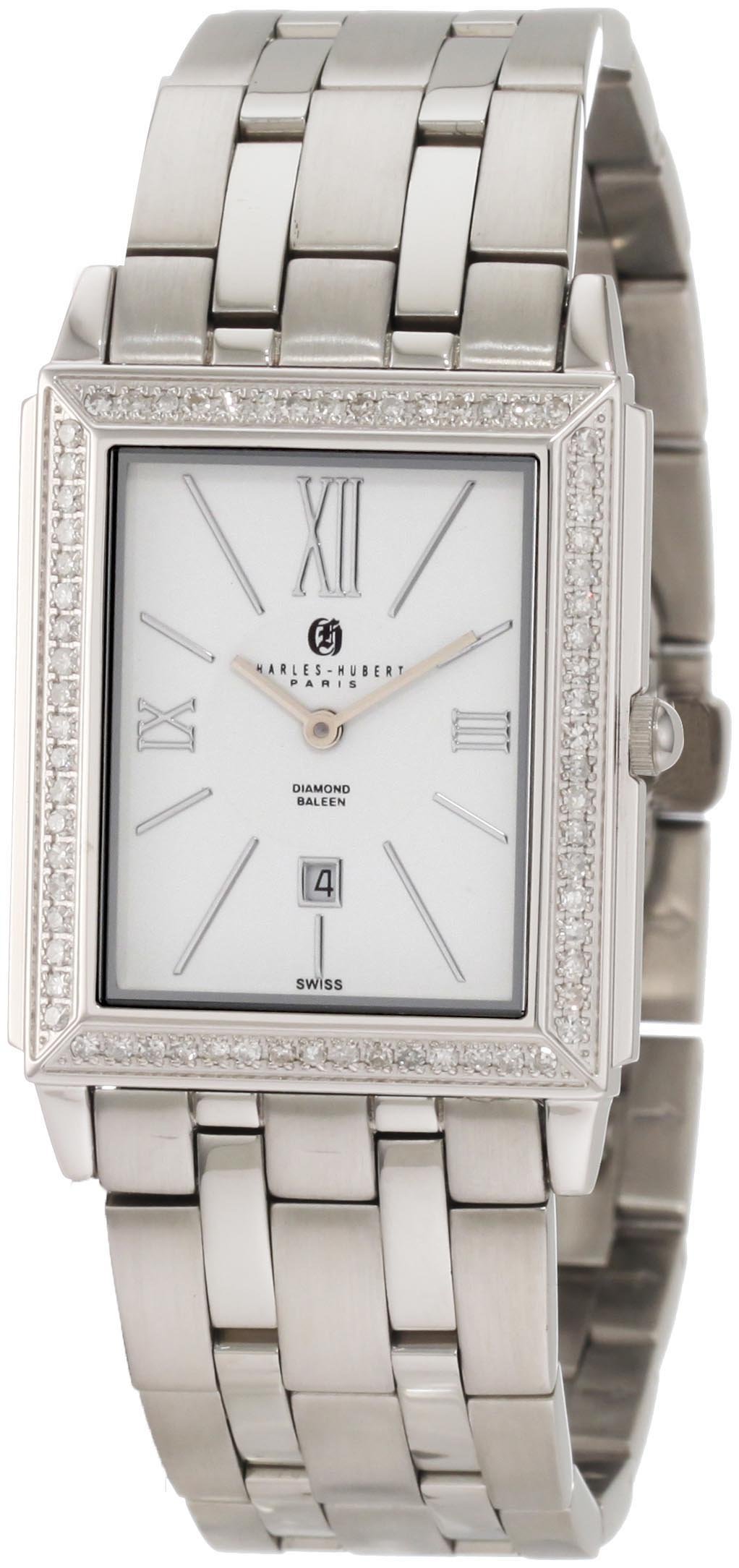 Charles-Hubert  Paris Men\u0027s 18313-W Diamond Baleen Collection Stainless SteelWatch