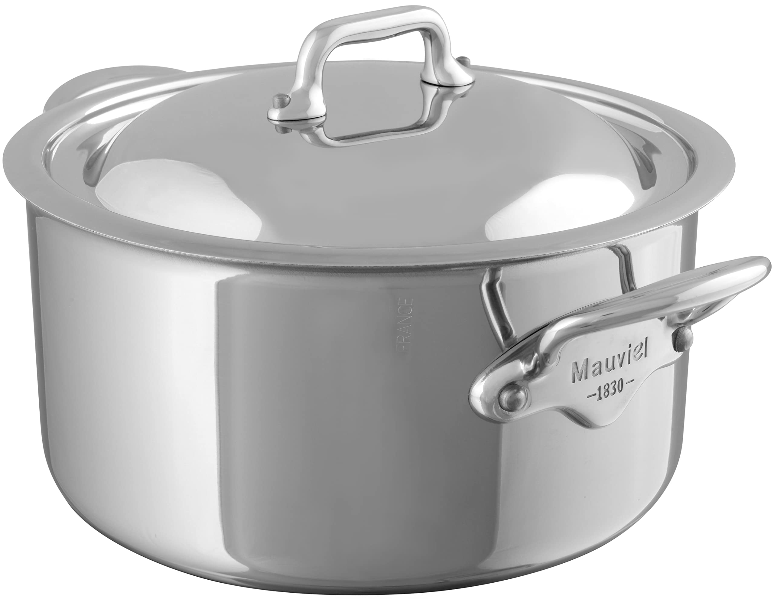 Mauviel フランス製M'Cook 5プライ9.1-四半期 Stewパン（蓋付き） 9.1クォート ステンレス鋼