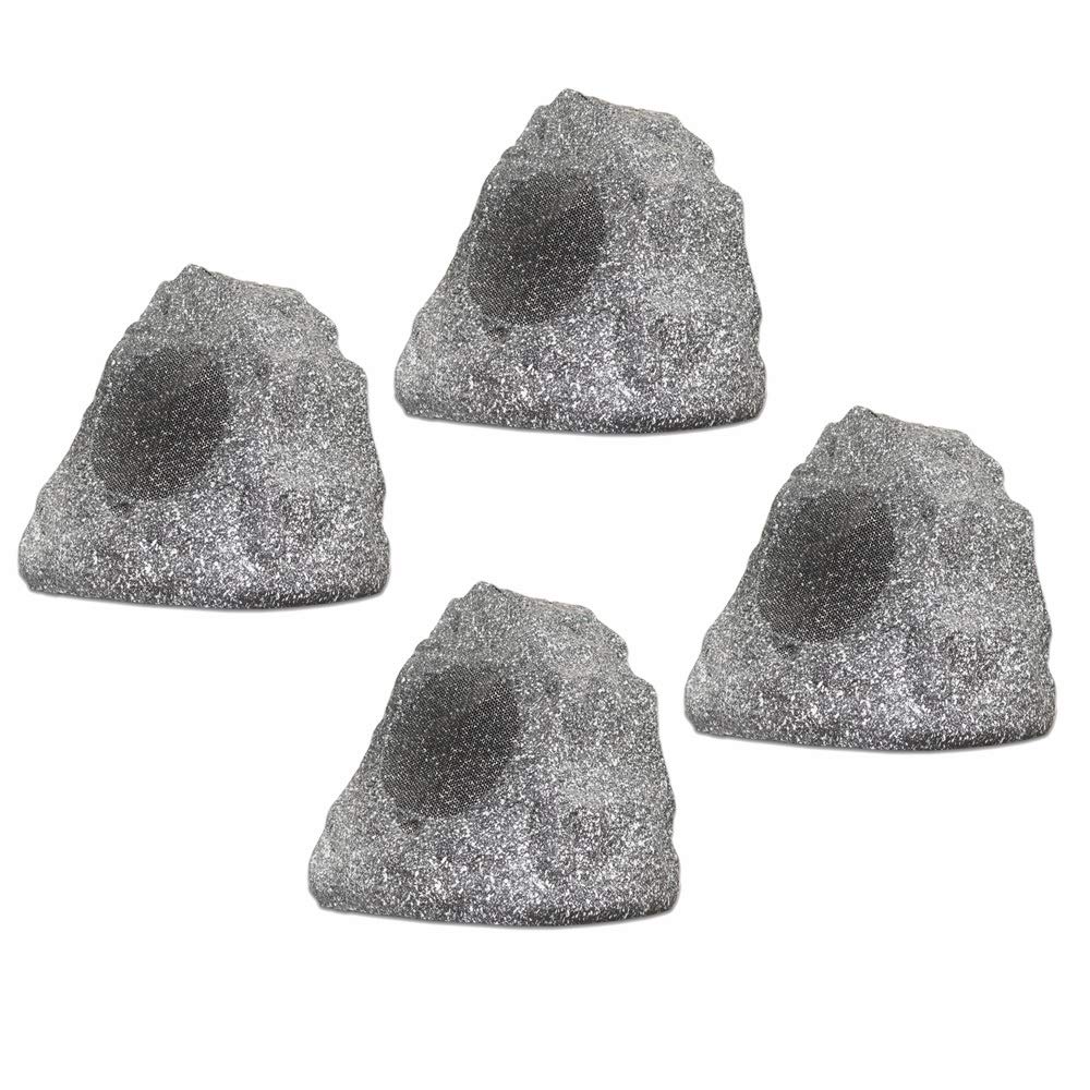 4R4G New Wired Outdoor Garden Waterproof Granite Rock Patio Speakers (set of 4)画像