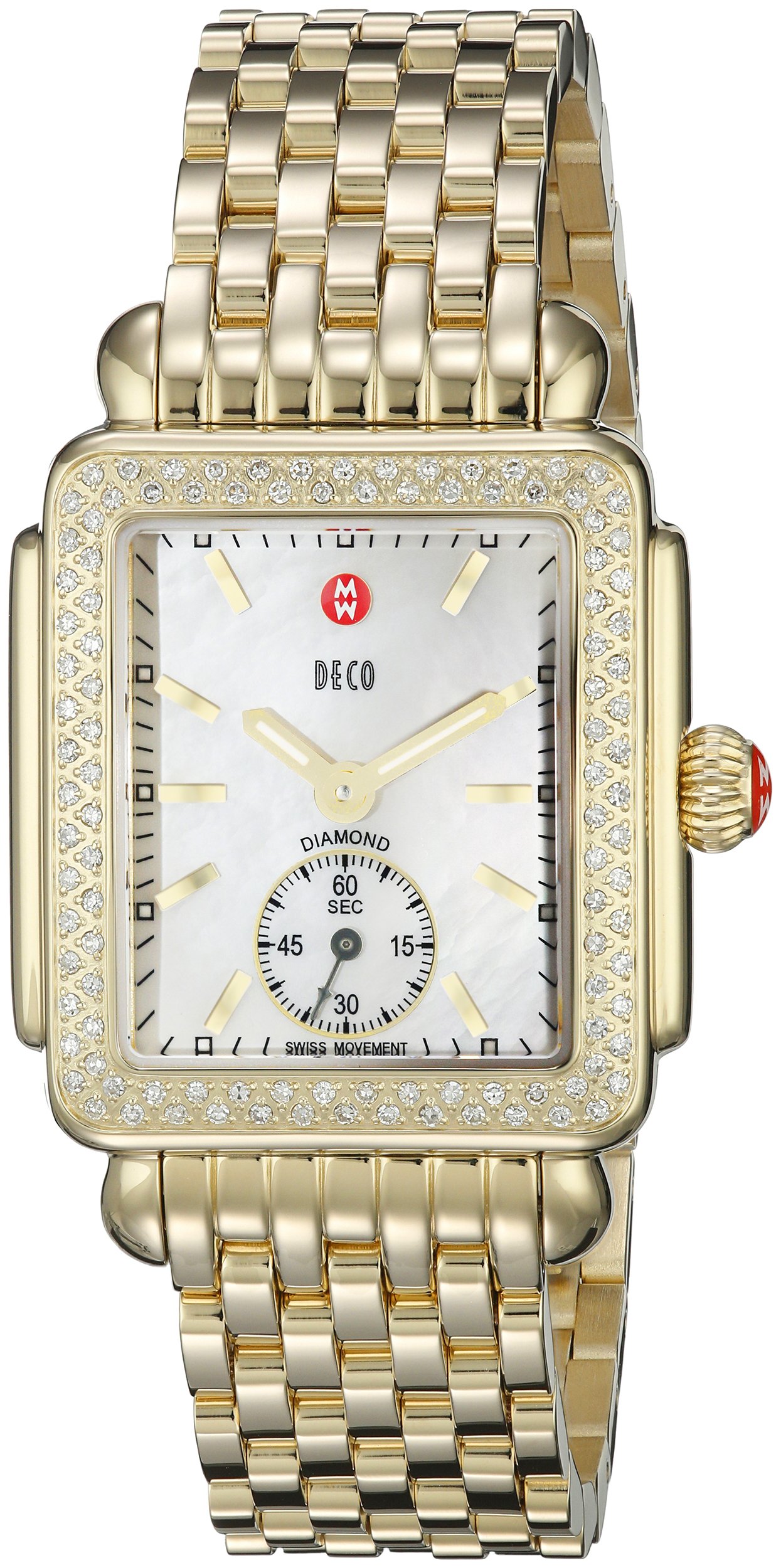 Michele Women \u0027s mww06 V000003 Deco 16 Analog Display Swiss Quartz Gold Watch