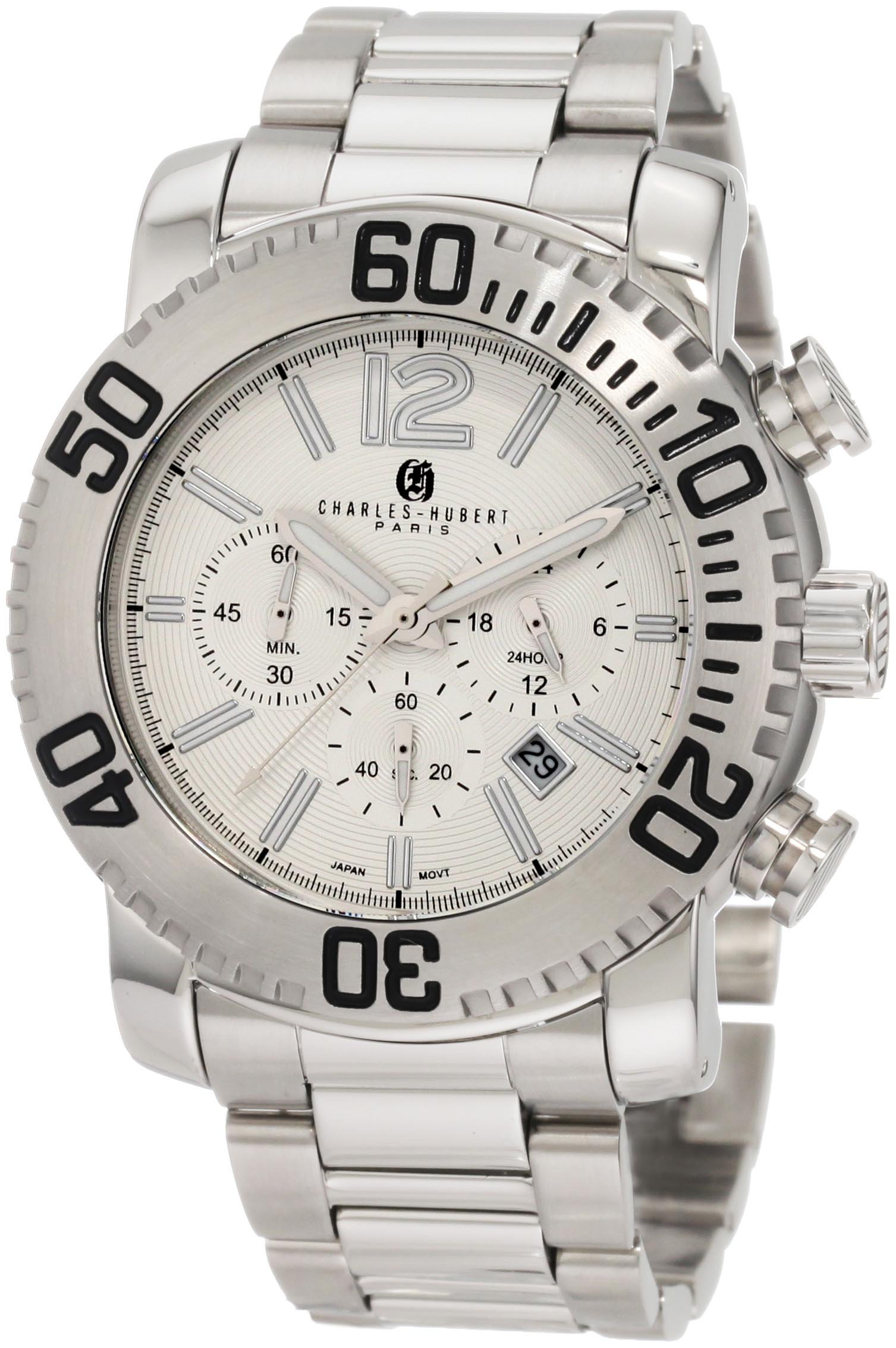 Charles-Hubert- Paris 3855-W White Dial Chronograph Watch|global研究所