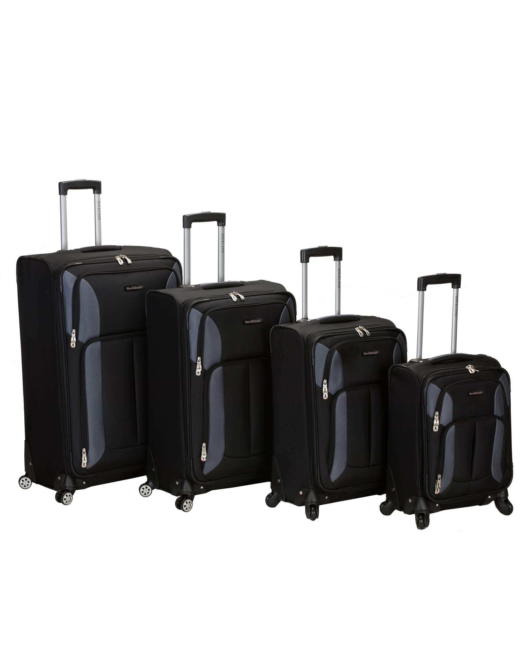 Rockland Impact Softisde スピナーホイールラゲッジセット ブラック 4-Piece Set (18/22/26/30) インパクトソフトサイドスピナーホイールラゲッジセット。