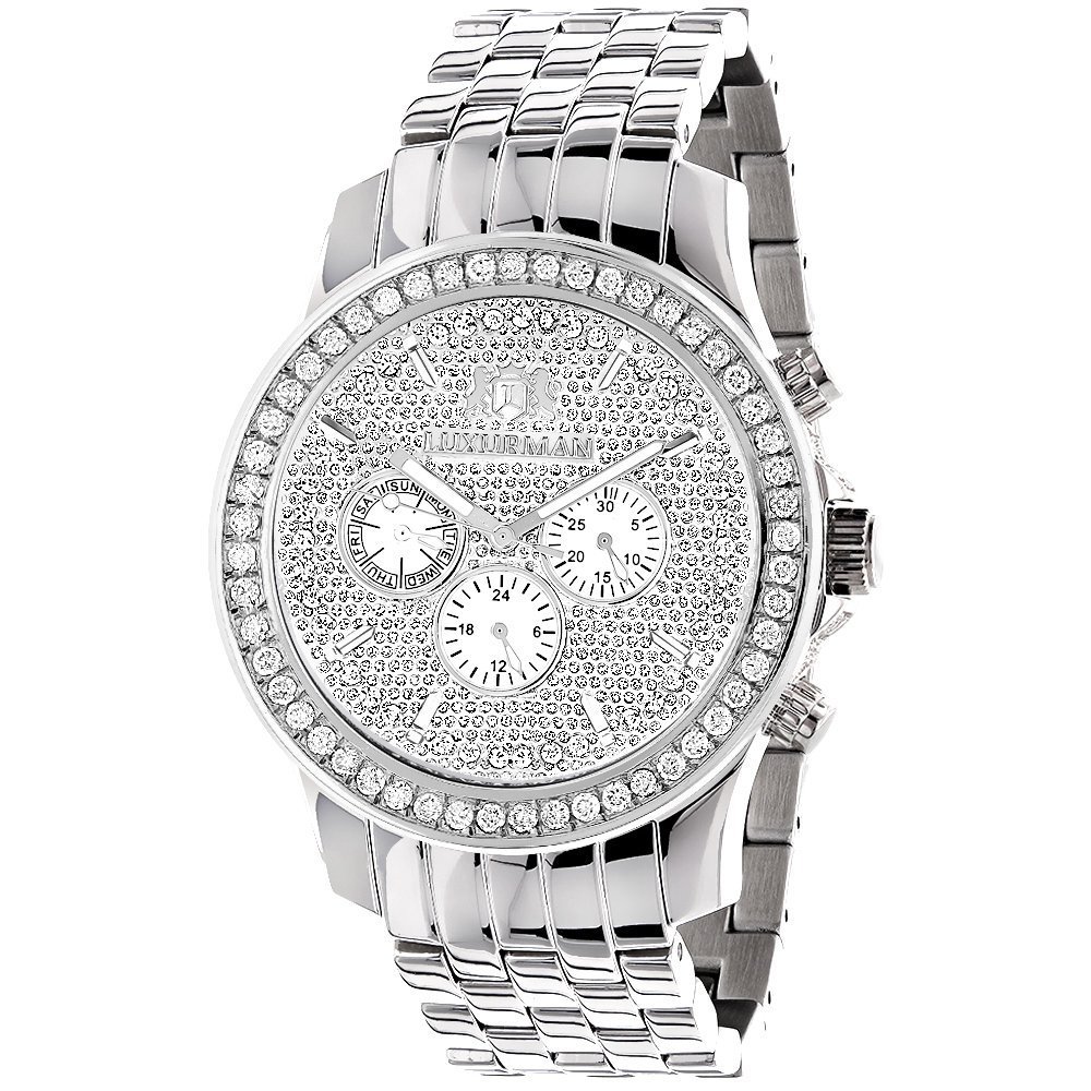 Luxurman Watches Mens Diamond Watch 3 ct