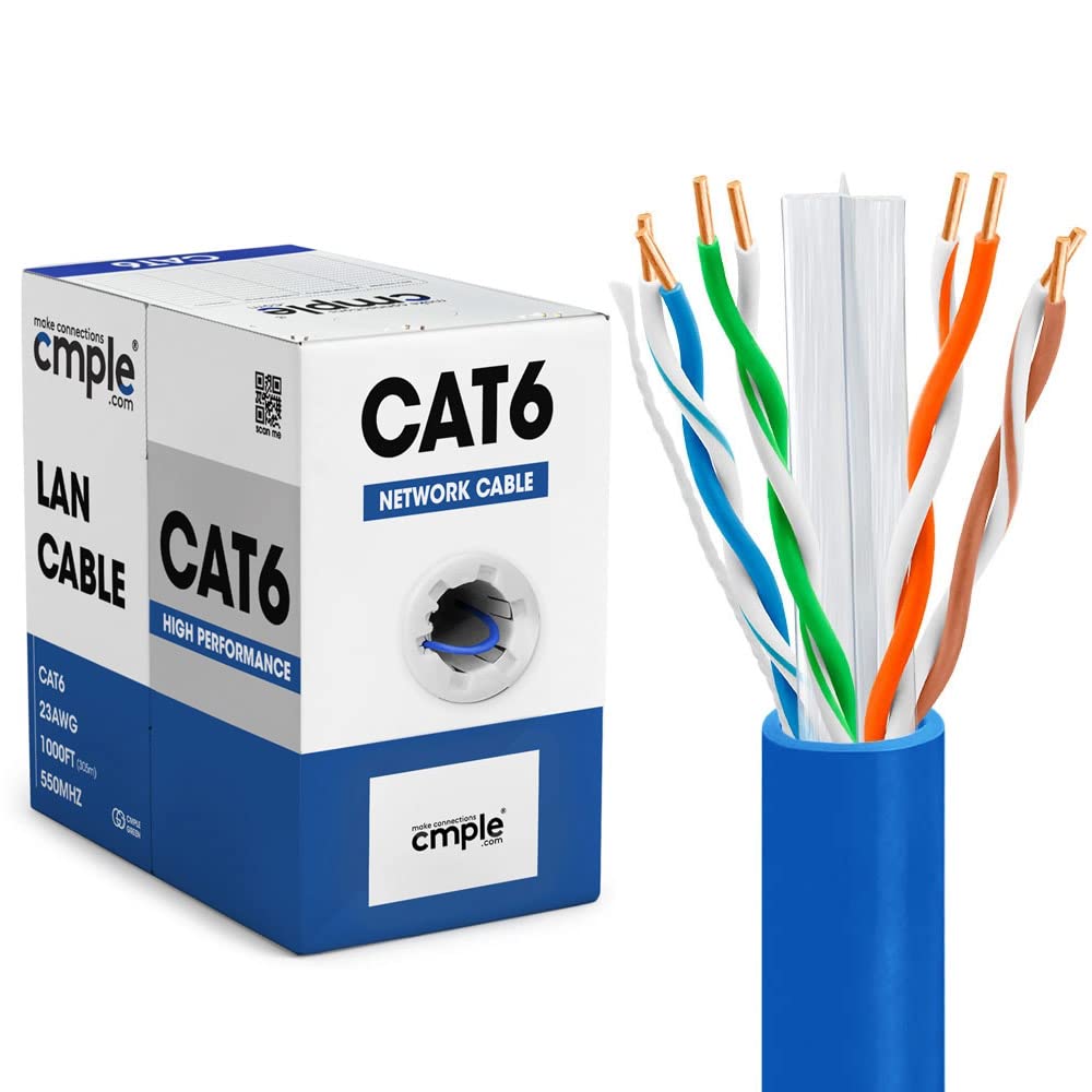 Cmple - Cat6 Network (UTP) 23AWG Bulk LAN Ethernet Cable CRM Support 10 Gbps - 550 MHz 1000 Feet Blue 40,088円