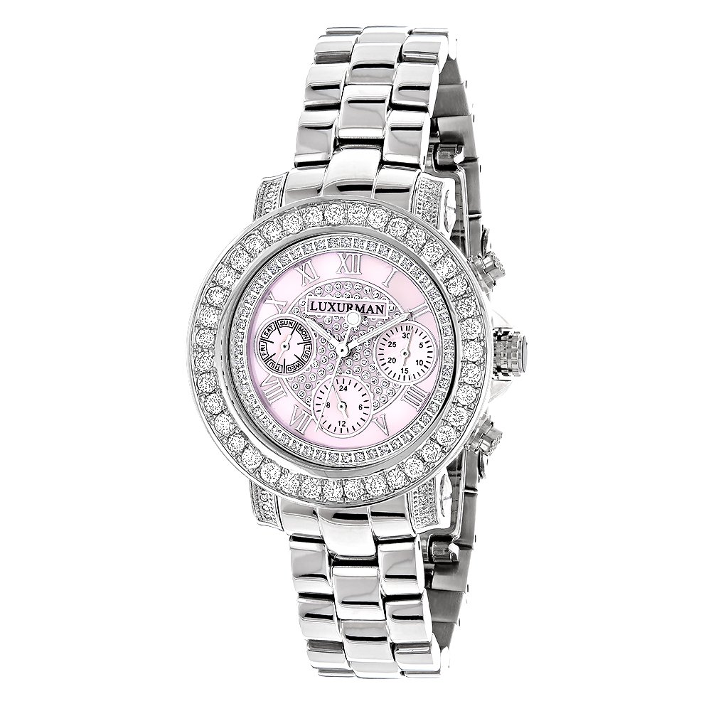 Luxurman Watches : Ladies Diamond Watch 3 ctピンク|global研究所