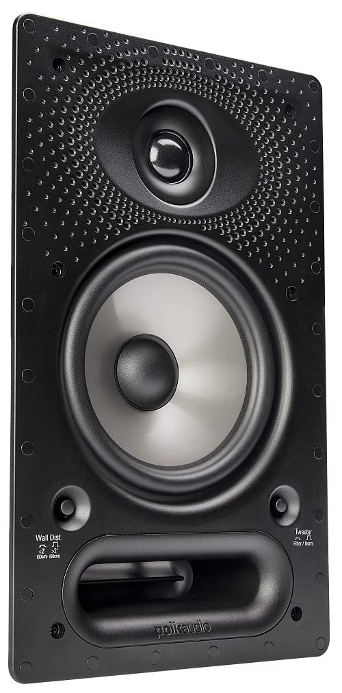 Polk 65-RT In-Wall Speaker - The Vanishing Series with Premium Sound | Power Port \u0026 Paintable Wafer-Thin Sheer Grille | Dual Band-Pass Bass Ports for Low Frequencies