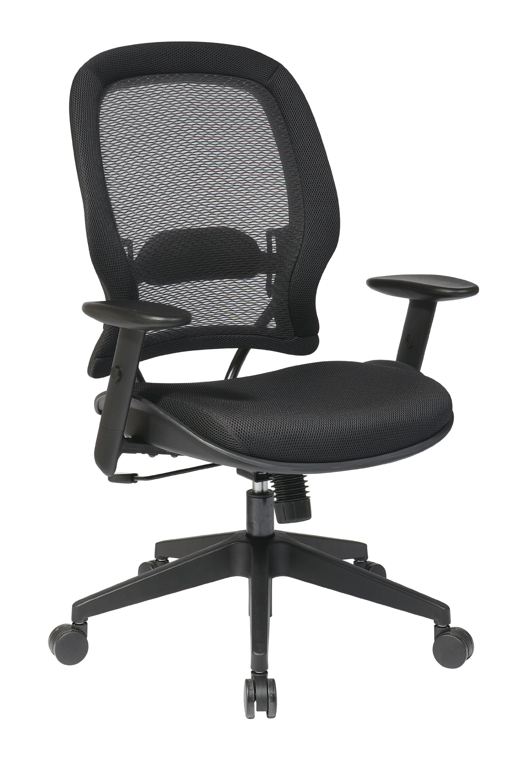 Space Seating プロフェッショナル エアグリッドバック&メッシュシート 2対1シンクロ 調節可能なアームとチルトテンションタスクチェア ダークグレー