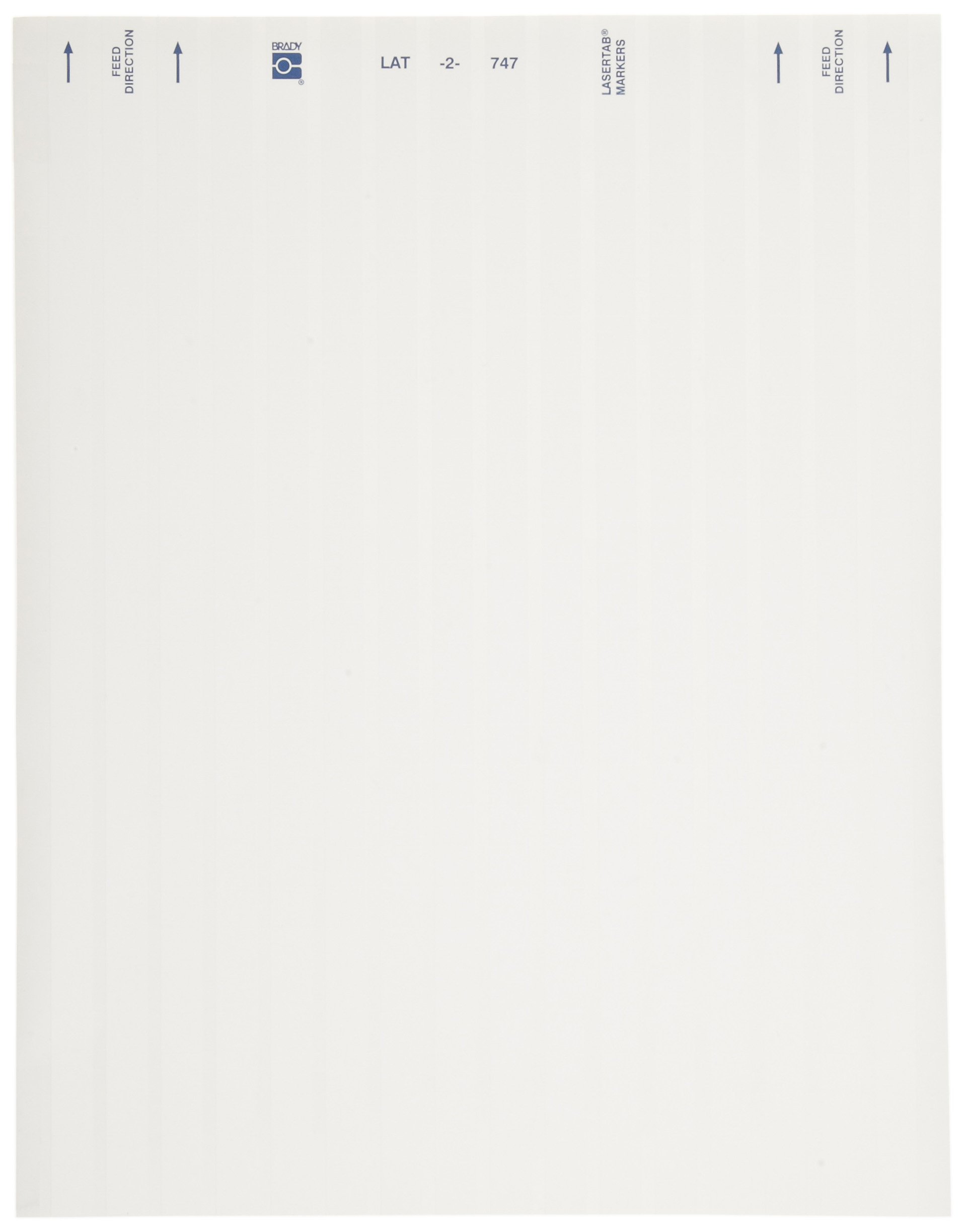 Brady LAT-2-747-10 0.375 Width x 0.375 Height  B-747 Permanent Polyester  Matte Finish White Lasertab Laser Printable Label by Brady