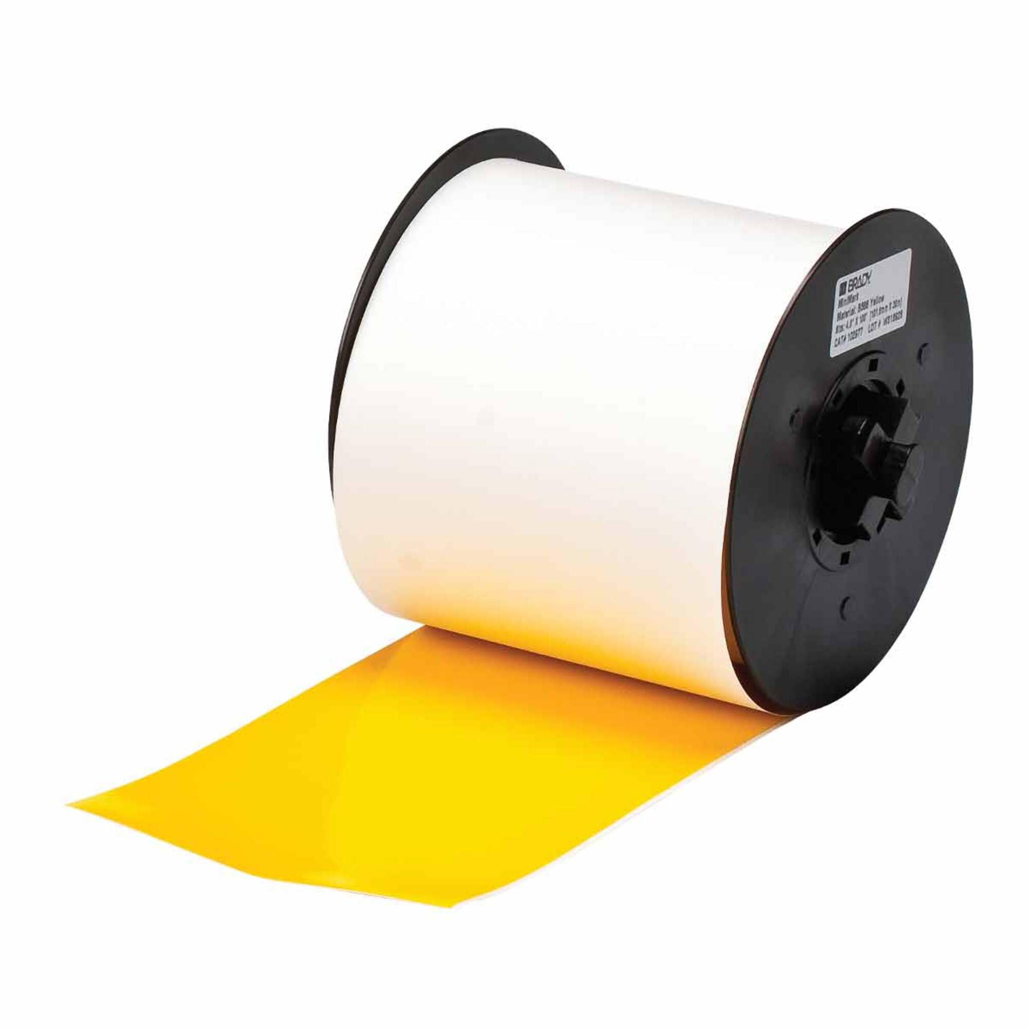 Brady 113191 MiniMark 100' Length x 4 Width B-595 Vinyl Yellow Indoor/Outdoor Industrial Label Printer Super Tough Tape by Brady