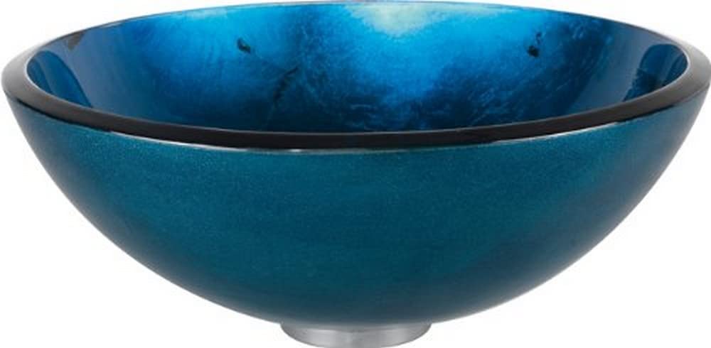 Kraus GV-204-SN Irruption Blue Glass Vessel Bathroom Sink with PU-MR Satin Nickel by Kraus