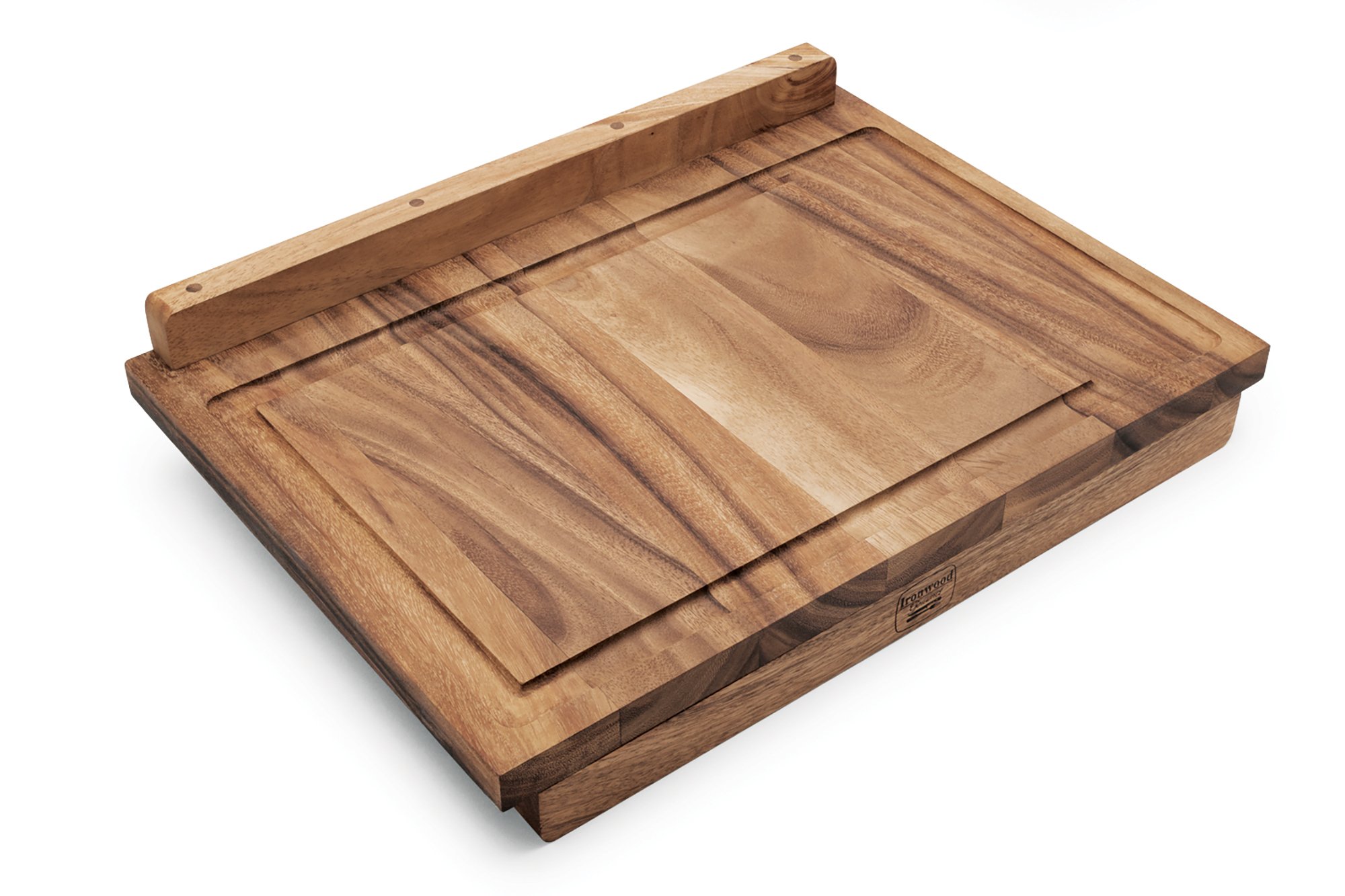 Ironwood Gourmet 両面カウンタートップ Lyon ペストリー/まな板 グレービーグルーブ付き アカシアウッド 17.3 x 24 x 1.25インチ