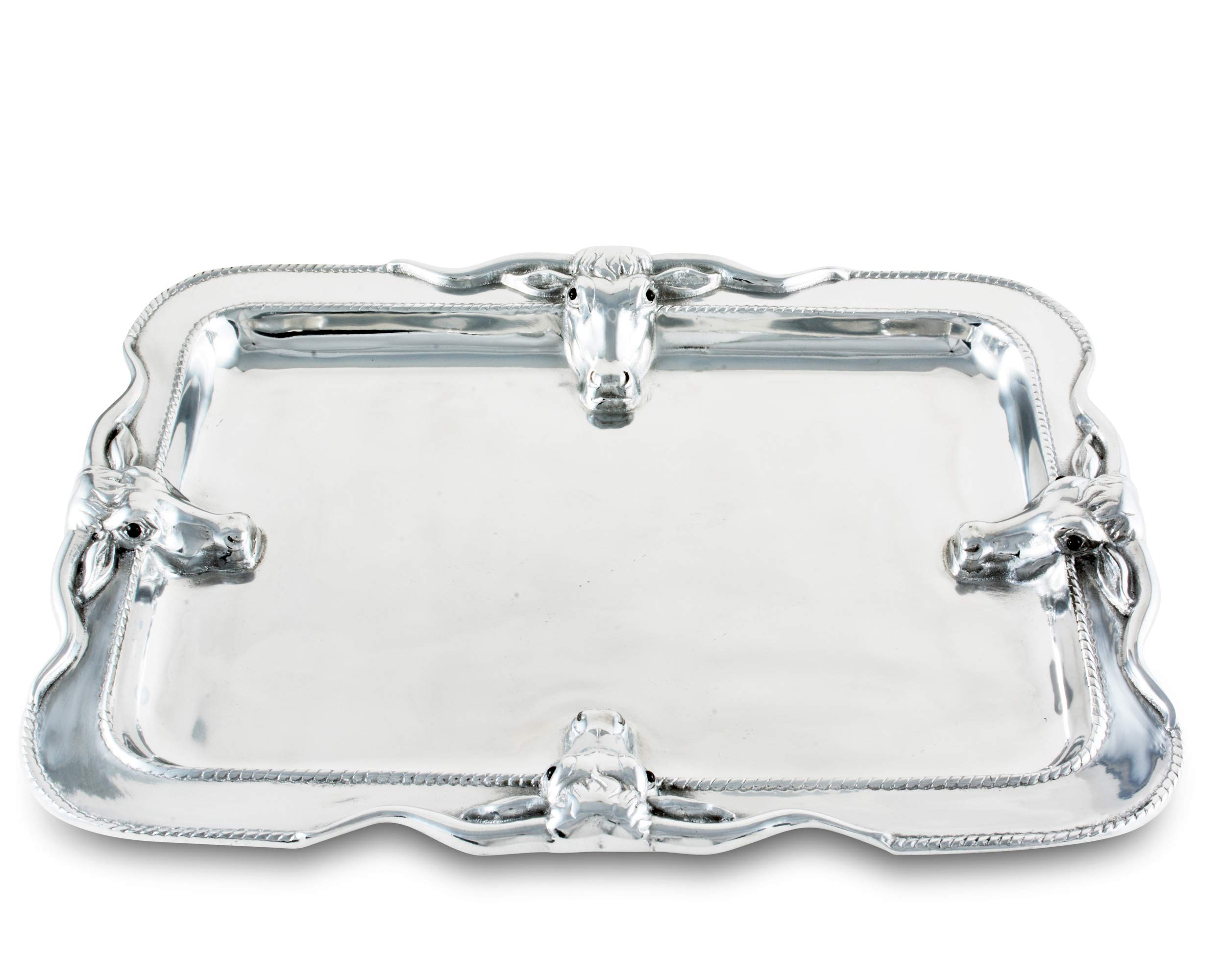アーサー・裁判所デザインアルミニウムLarge Longhorn Platter 18 x 14