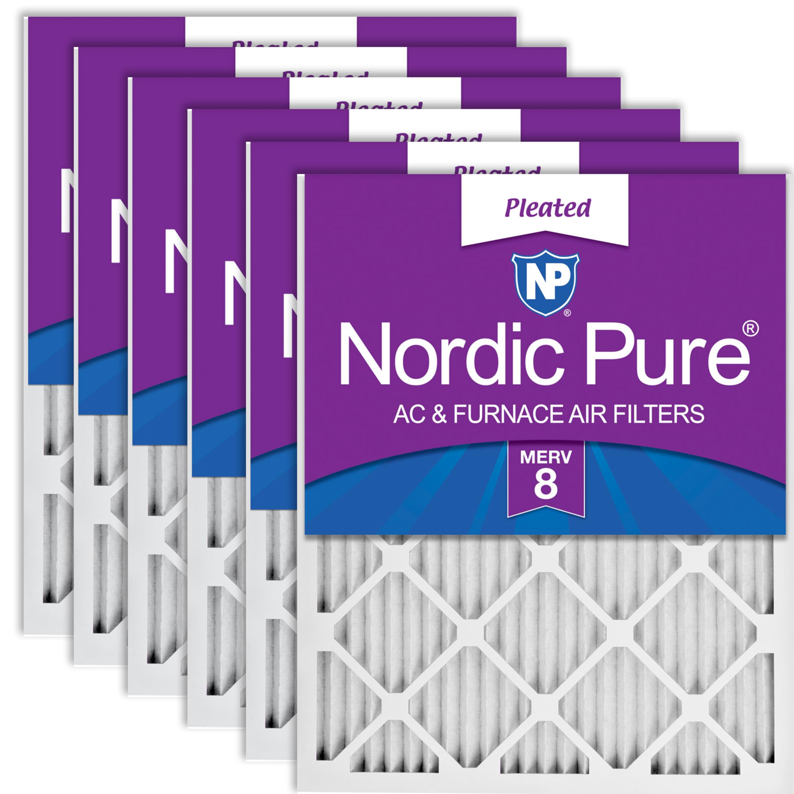 Nordic Pure　MERV 8 ひだ付きエアコン炉空気浄化フィルター、1箱6個入 18x20x1M8-6 18x20x1M8-6 1
