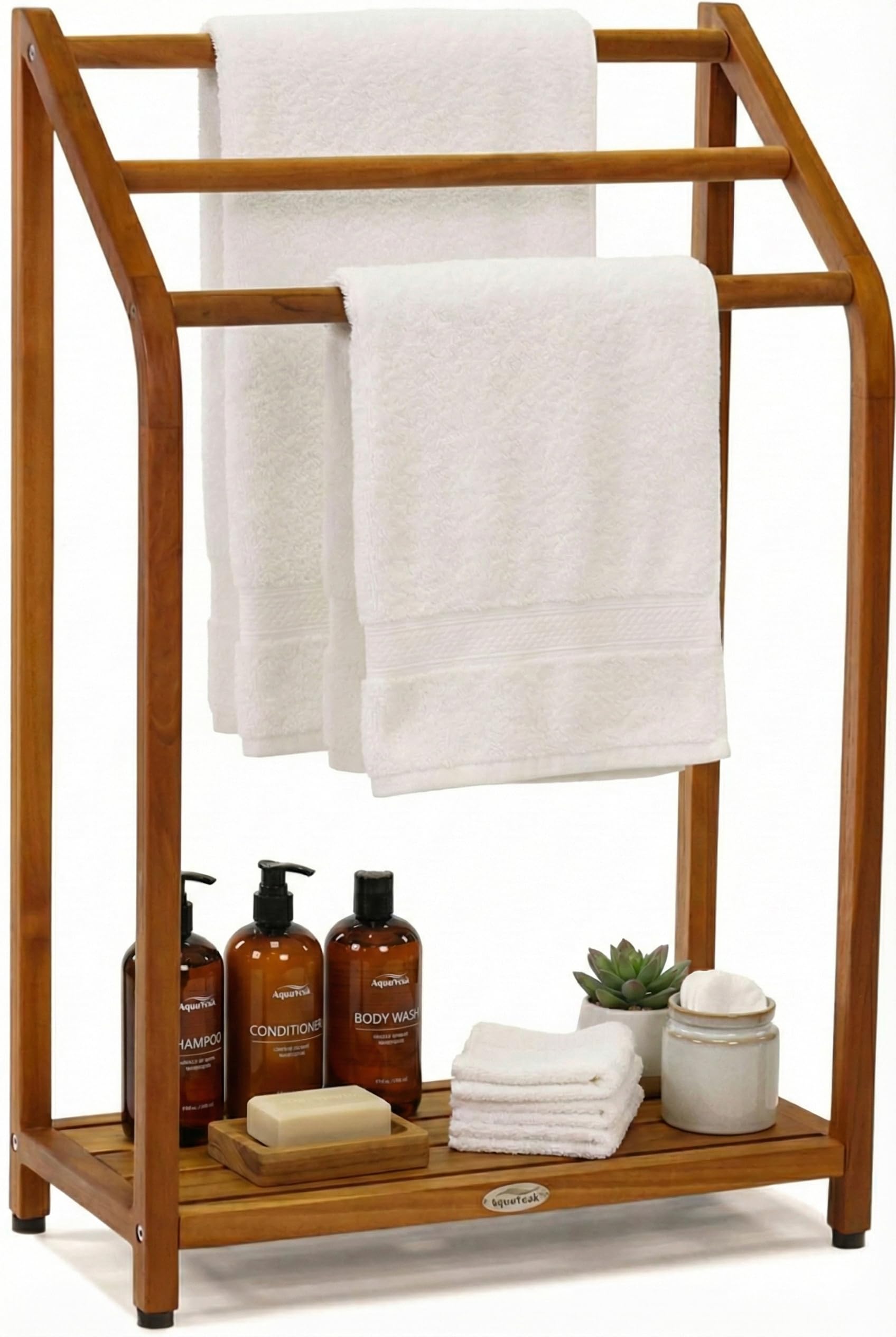 Spa Teak Free Standing Towel Stand by Aqua Teak