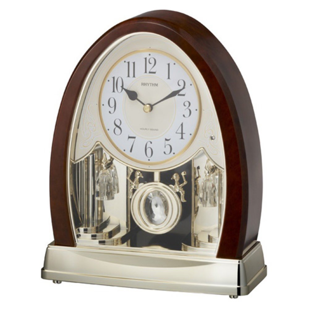 (Brown) - Rhythm ClocksJoyful Crystal Bells Musical Motion Mantel Clock｜global研究所