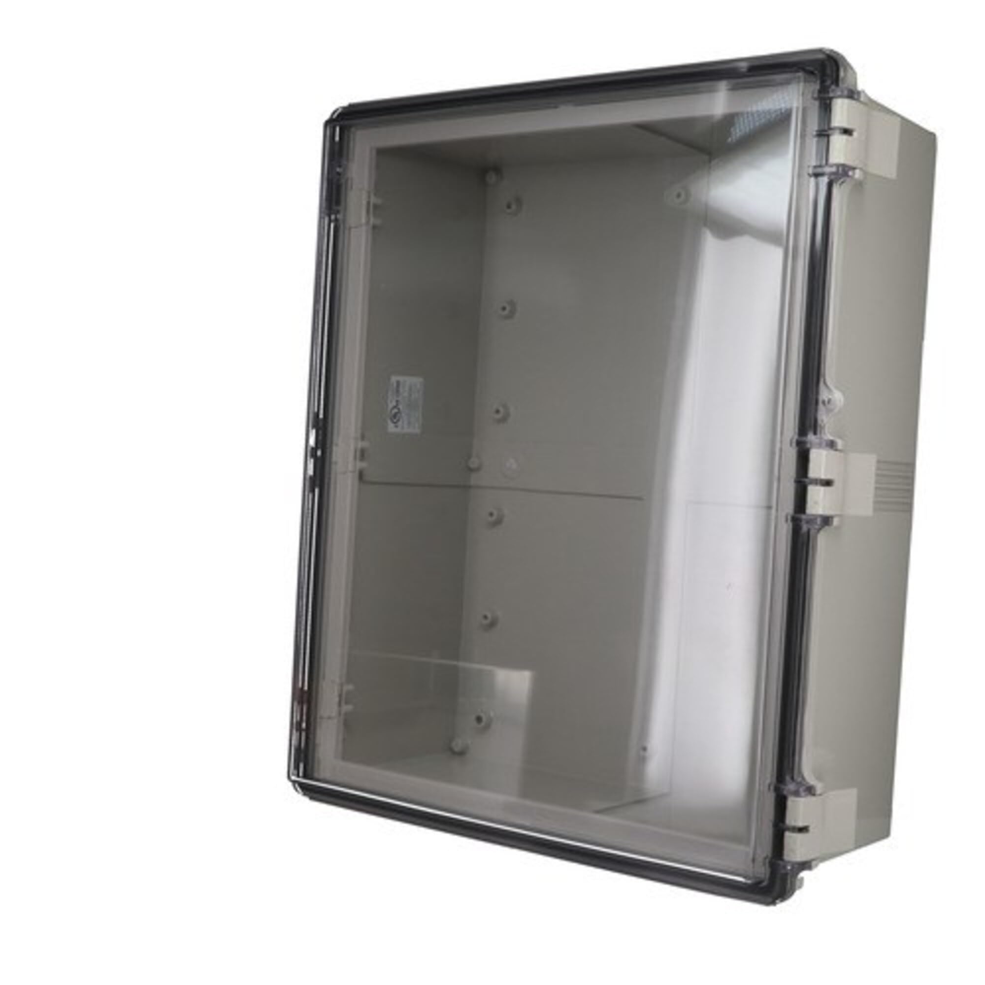 BUD Industries NBF-32238 Plastic Indoor NEMA Economy Box with Clear Door 20-55/64 Length x 16-29/32 Width x 7-55/64 Height Light Gray Finish by BUD Industries