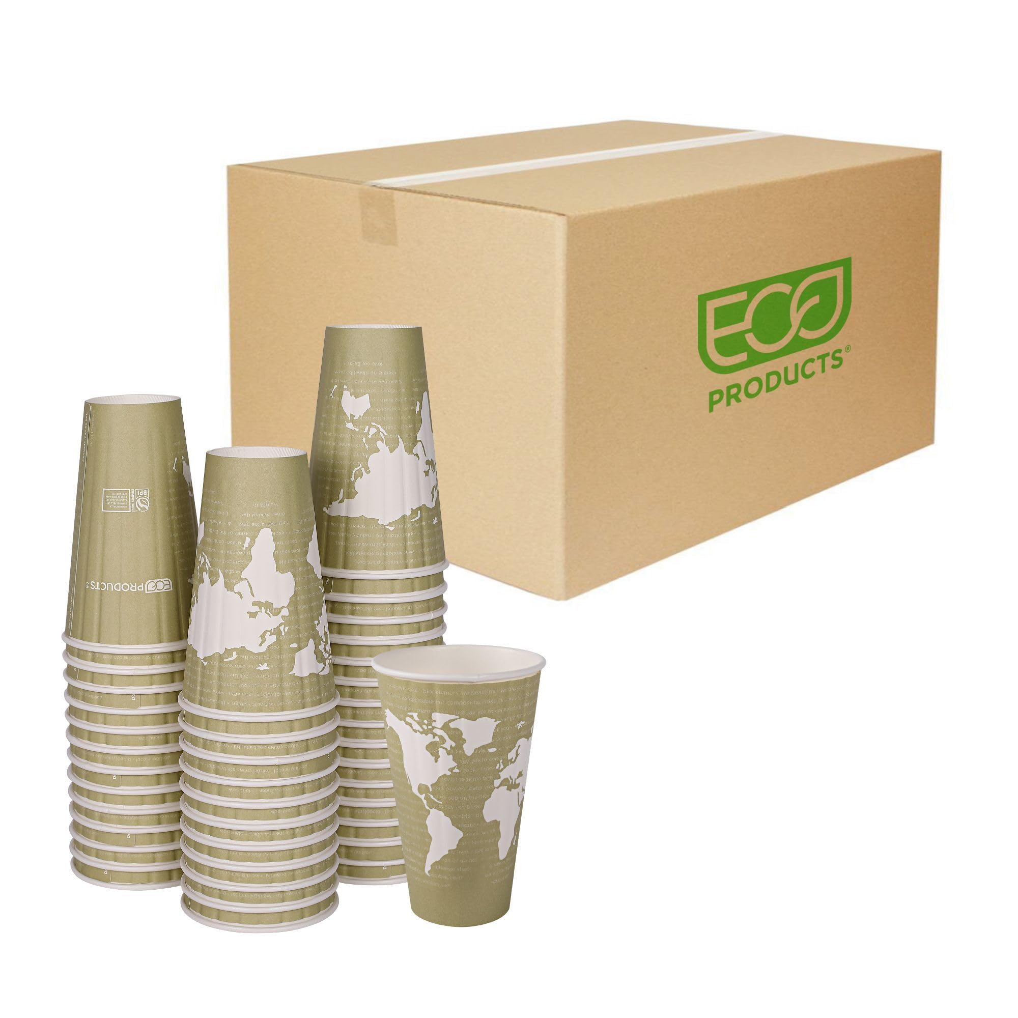 World Art Insulated Compostable Hot Cups 16 oz Light Green 600/Carton (並行輸入品)｜global研究所