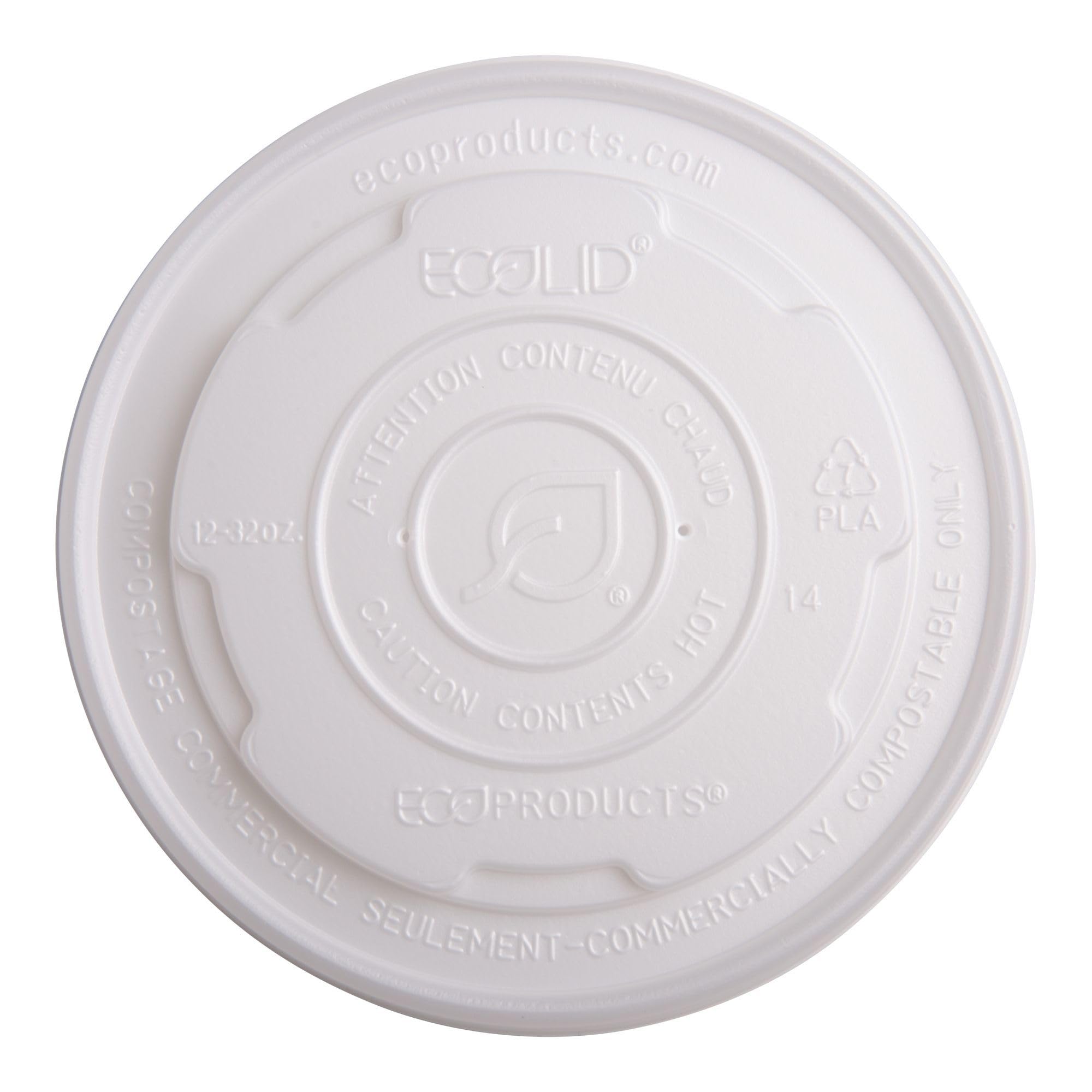 Eco-Products EP-ECOLID-SPL EcoLid White Plant-Based Plastic Soup Container Lid for 12 to 32-Ounce Soup Cup-10 Packs of 50|global研究所