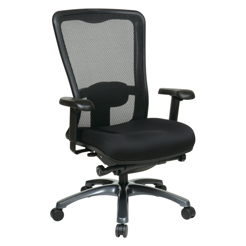 Office Star ProGrid Mesh Back and Padded Coal FreeFlex Seat Adjustable Arms and Lumbar Titanium Finish Base Adjustable High Back Chair Black|global研究所