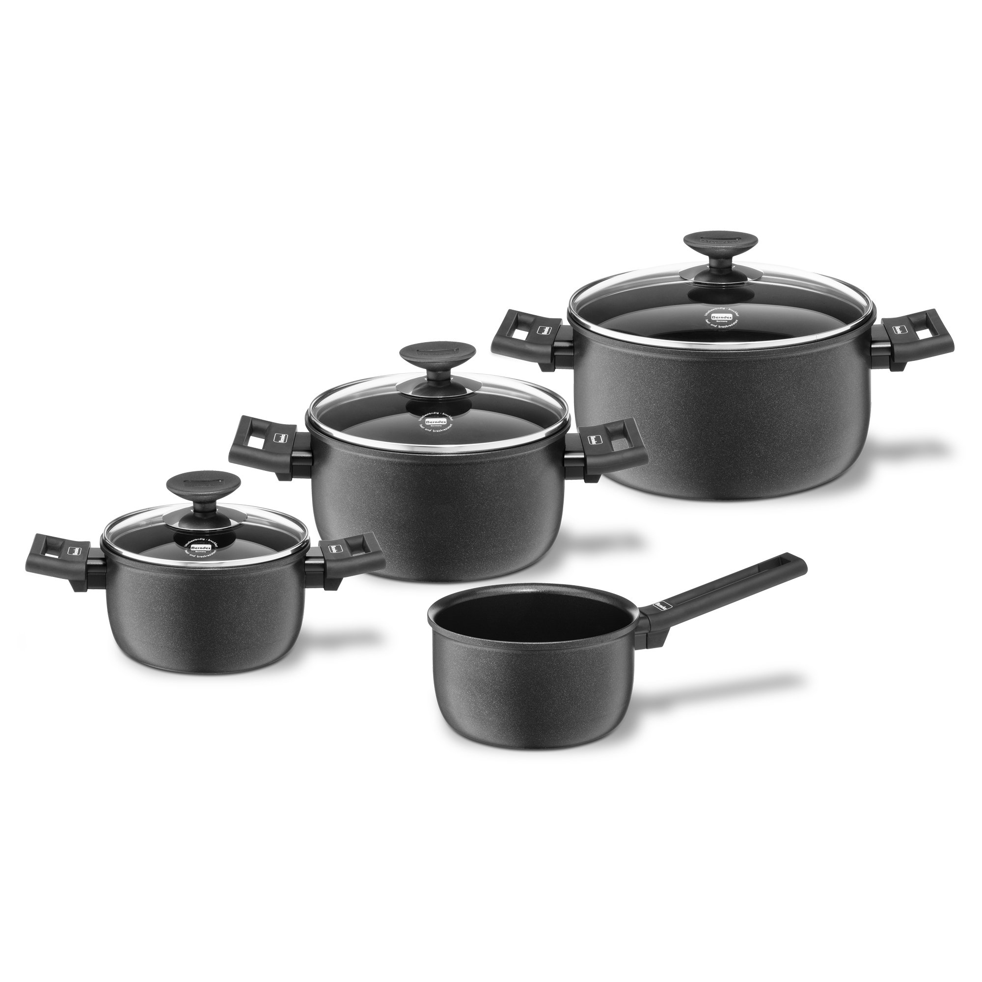 Berndes Alu Promotions 調理器具4点セット 16/20/24 cm de profondeur Casserole avec couvercle en verre et 18 cm casserole profonde