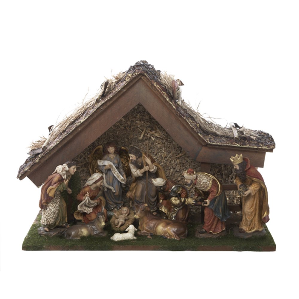 Kurt Adler 12インチ キリスト降誕セット 馬小屋と10体のフィギュア付き|global研究所