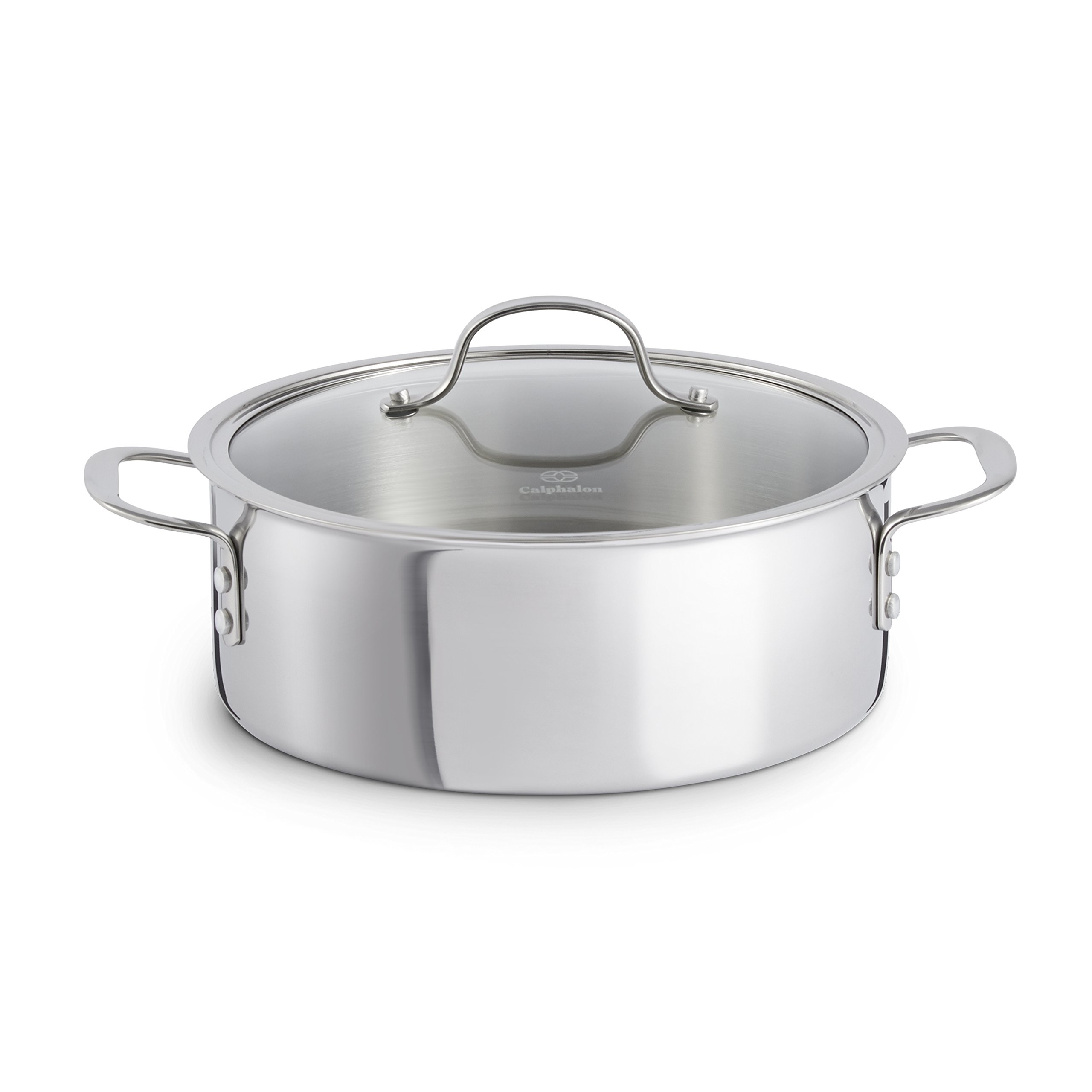 Calphalon 三層 ステンレス鋼 鋼 の 膳立て手道具 は 、 ダッチ オーヴン 5 クオート