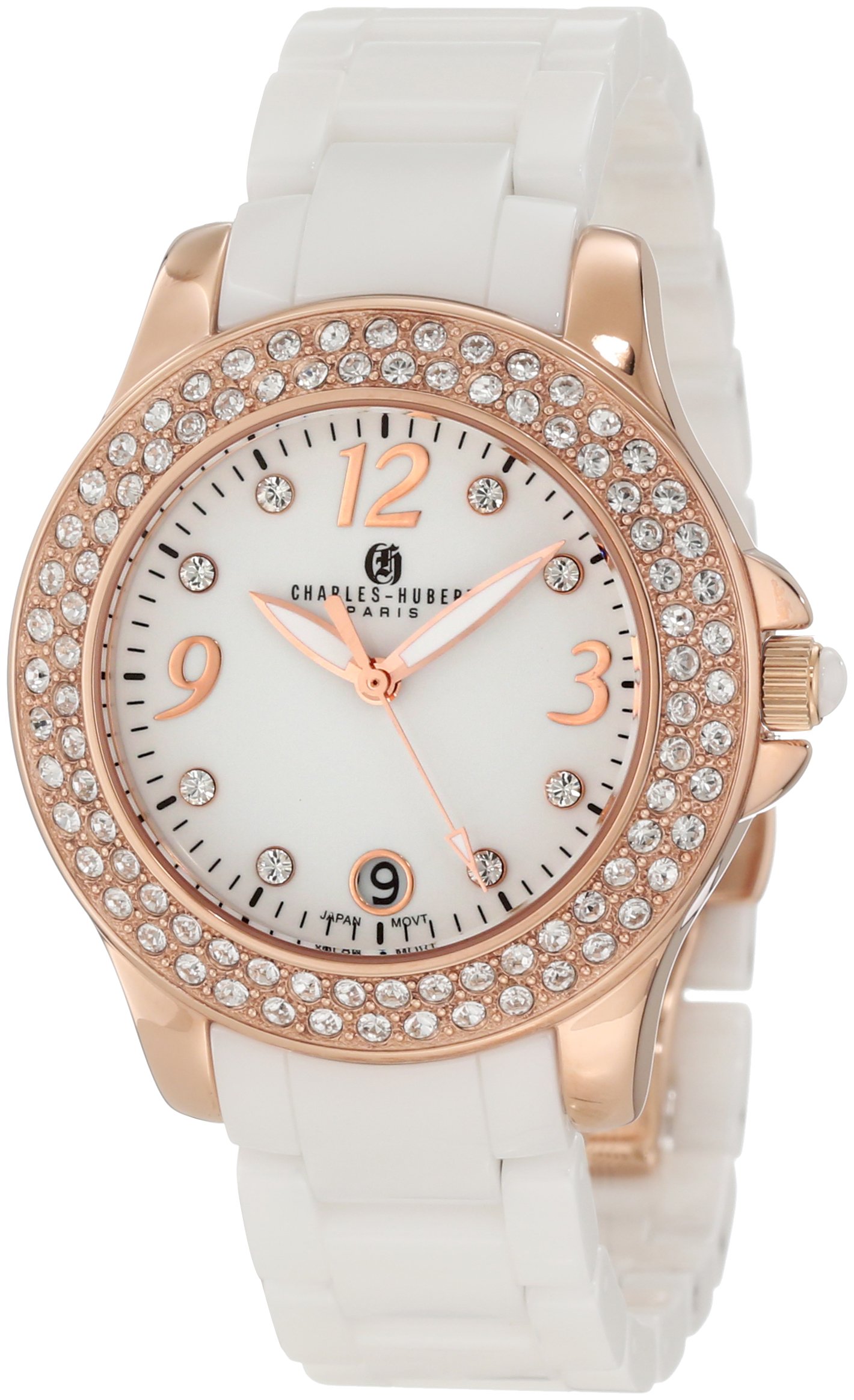 Charles-Hubert Paris Women's 6789-WRG Premium Collection Ceramic and Stainless Steel with Swarovski Crystal Watch