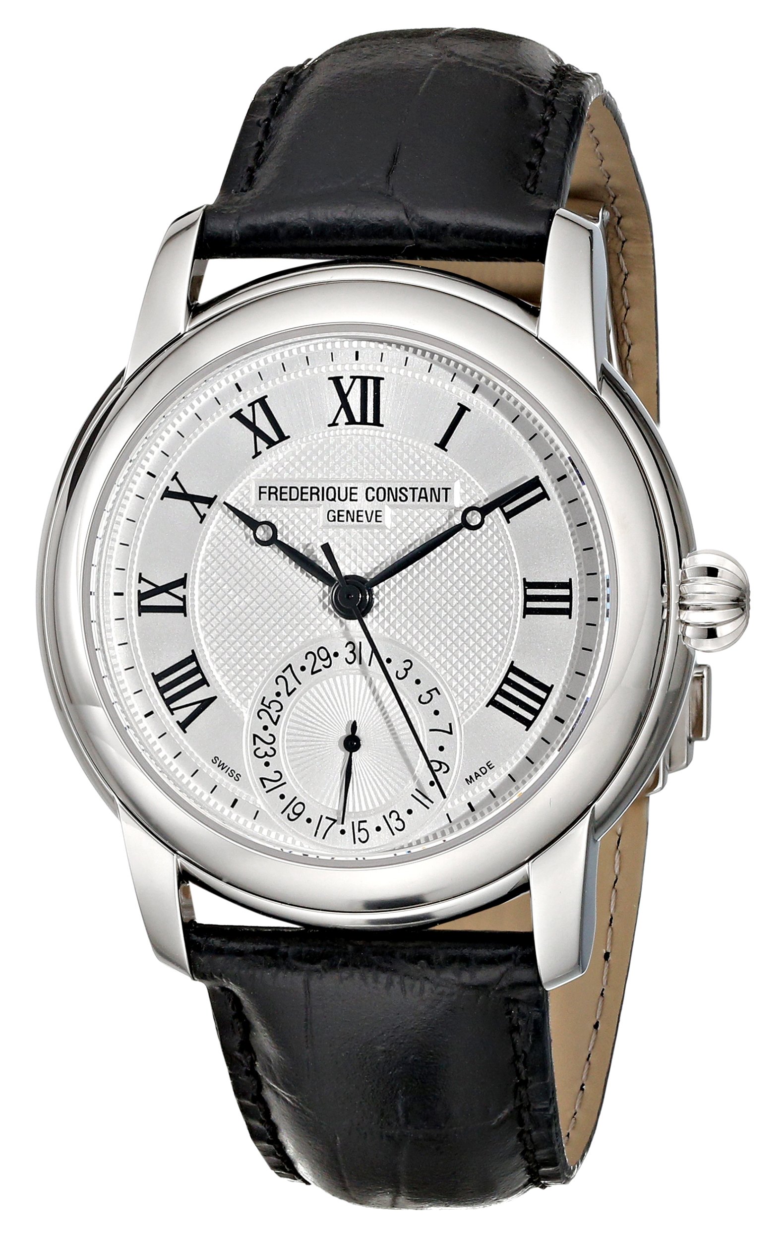 Frederique Constant Maxime メンズ 710MC4H6 ステンレススチールウォッチ 秒針とブラックレザーバンド