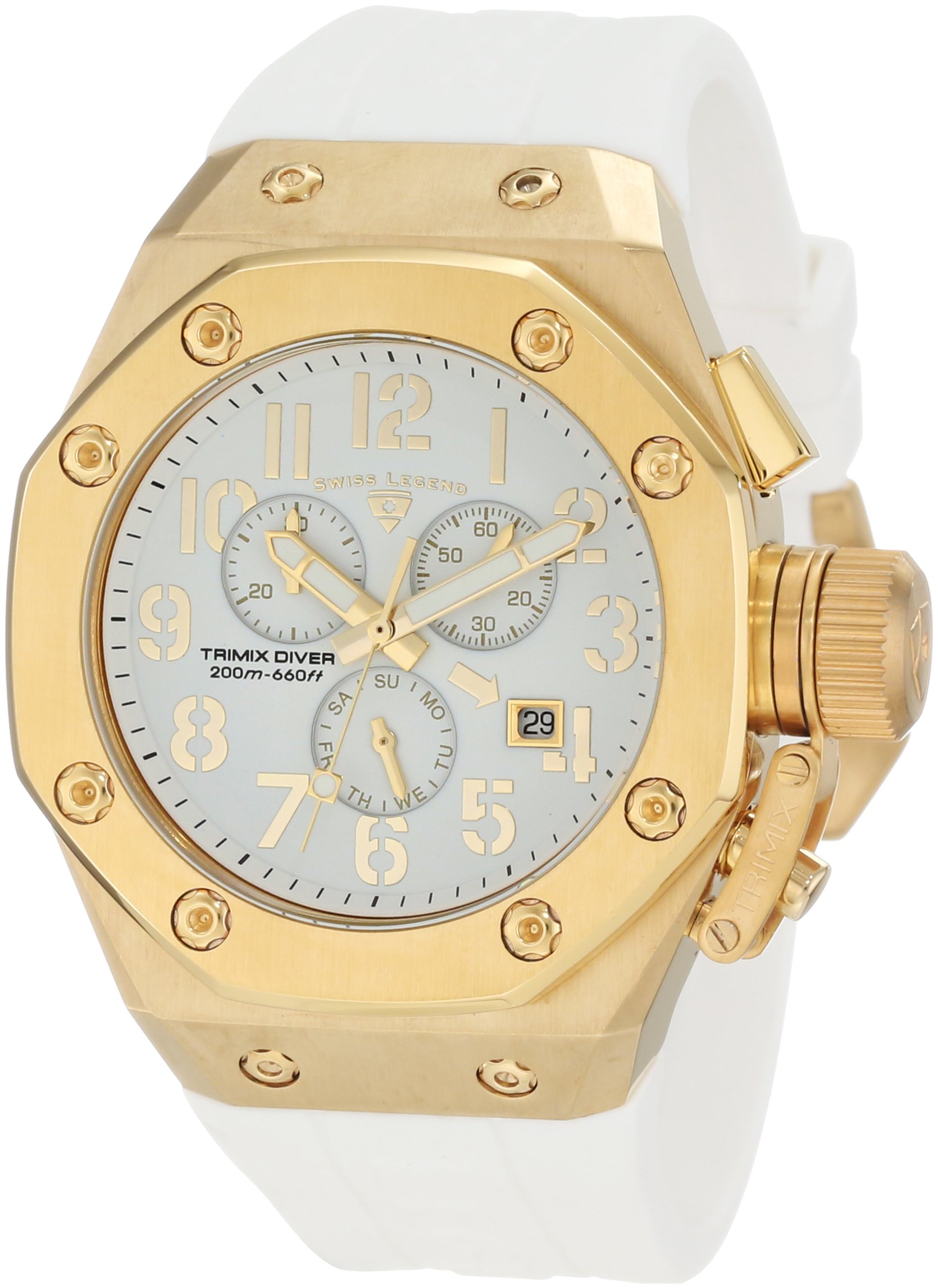 Swiss Legend Men's 10541-YG-02-WA Trimix Diver Chronograph White Dial Watch｜global研究所