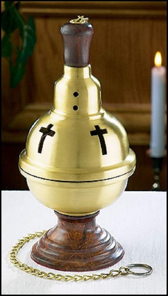 Censer On Wood Base - 11糎 Diameter  23糎 High