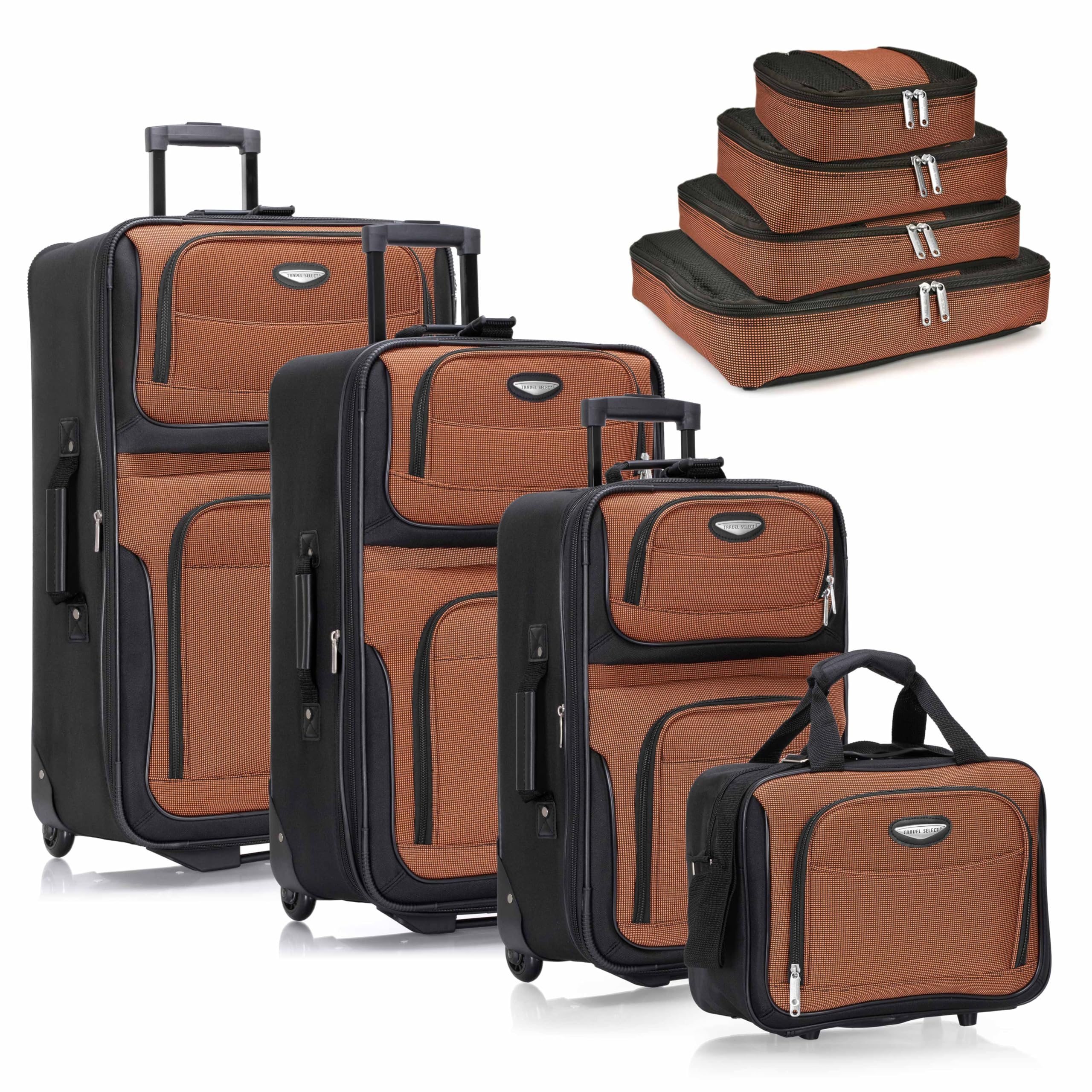 [Travel Select] ラゲッジセット Amsterdam Expandable Softside Rolling Upright Luggage Lightweight 2 Wheels 12 inches オレンジ