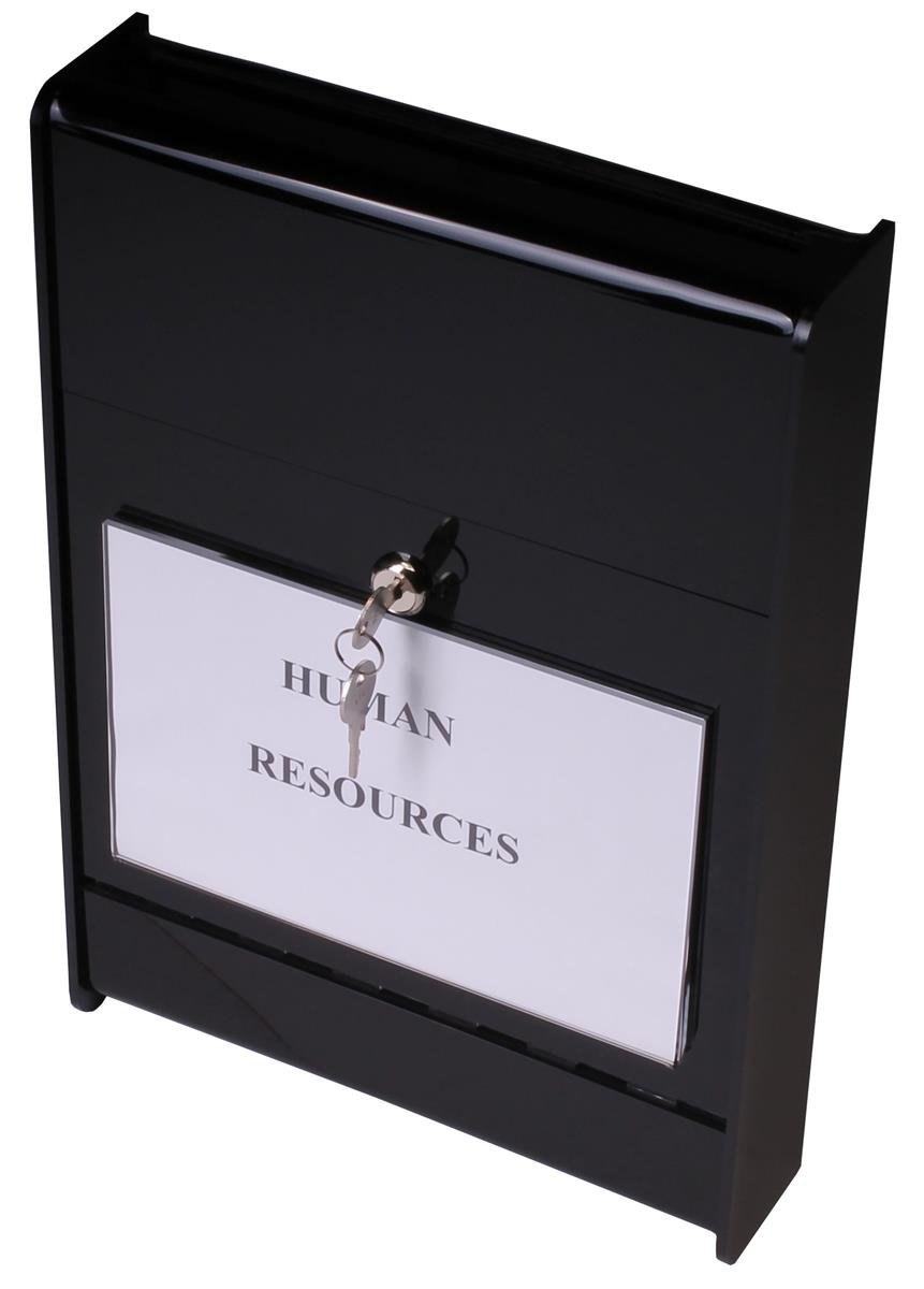 Displays2go 壁掛けドロップボックス 8-1/2 x 5-1/2インチ ネームプレート付き ブラックアクリル (DOCBOX)|global研究所