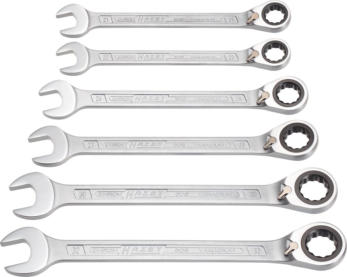 HAZET(ハゼット) ラチェットレンチセット 606/6-1 6点セット 21-32mm 外12角 プロ仕様 ドイツ製 自動車・バイク整備