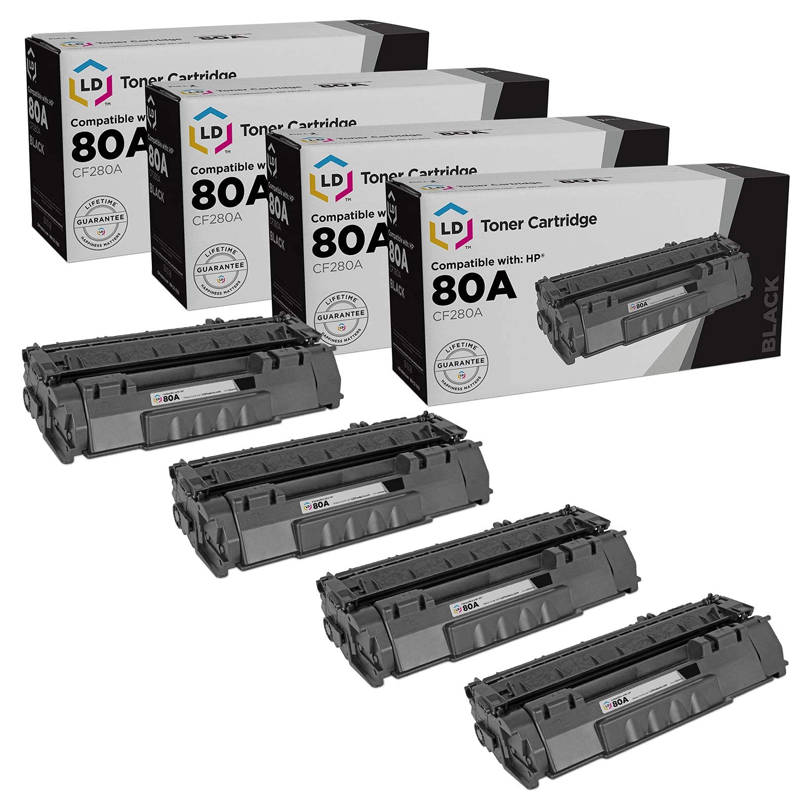 LD 取り替えっこトナーカートリッジ HP 80A CF280A用 黒いこと 4個風呂敷き包み パソコン・周辺機器-インクカートリッジ
